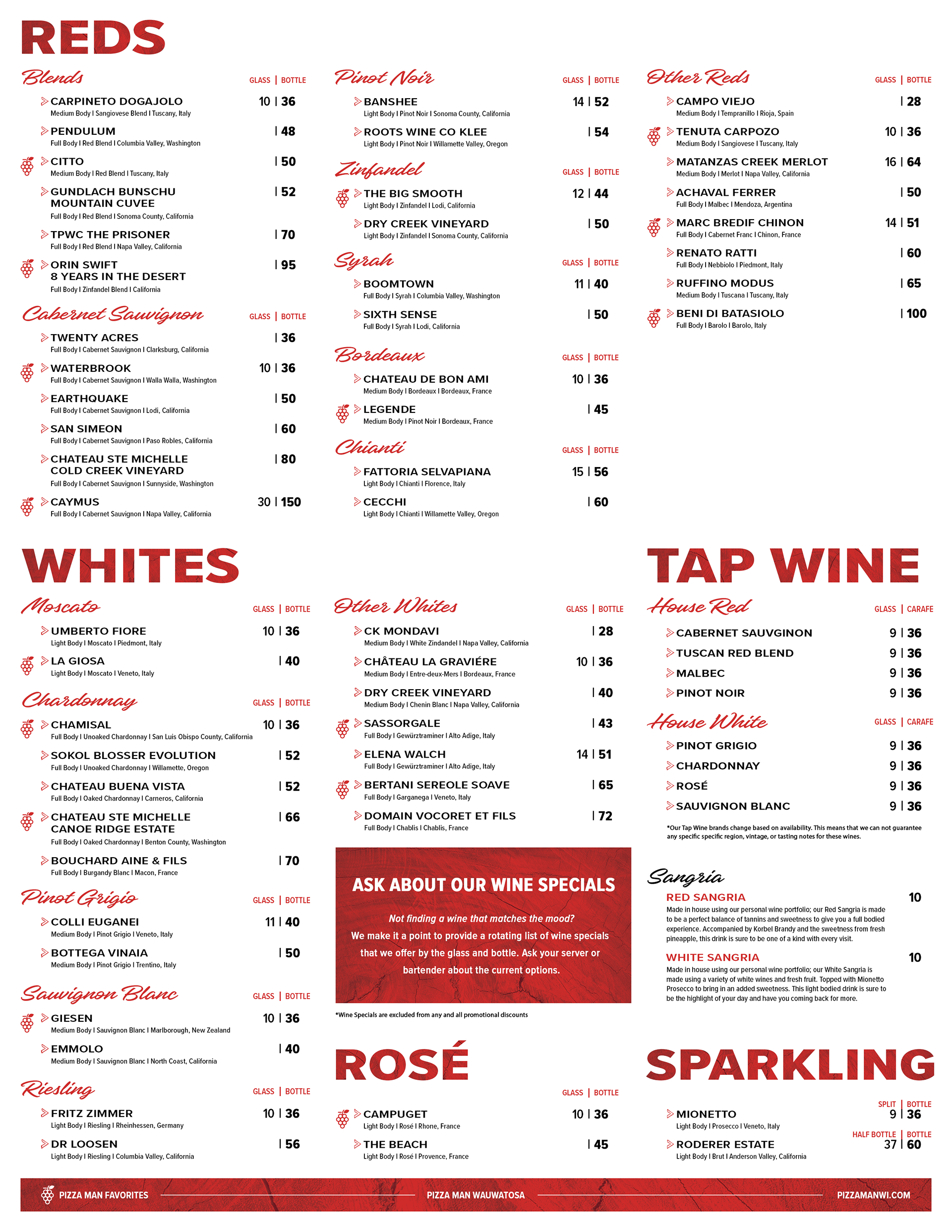 Drink Menu - Front Side