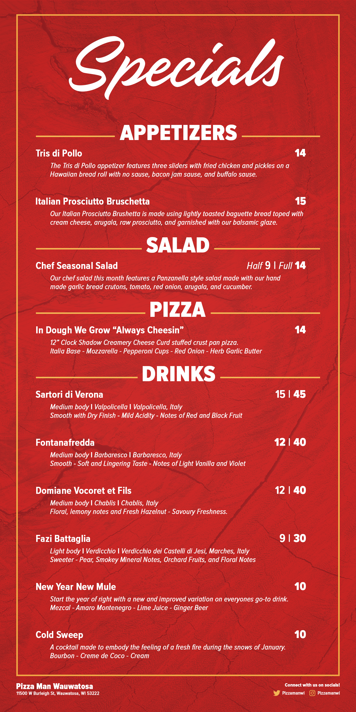Weekly Special Menu