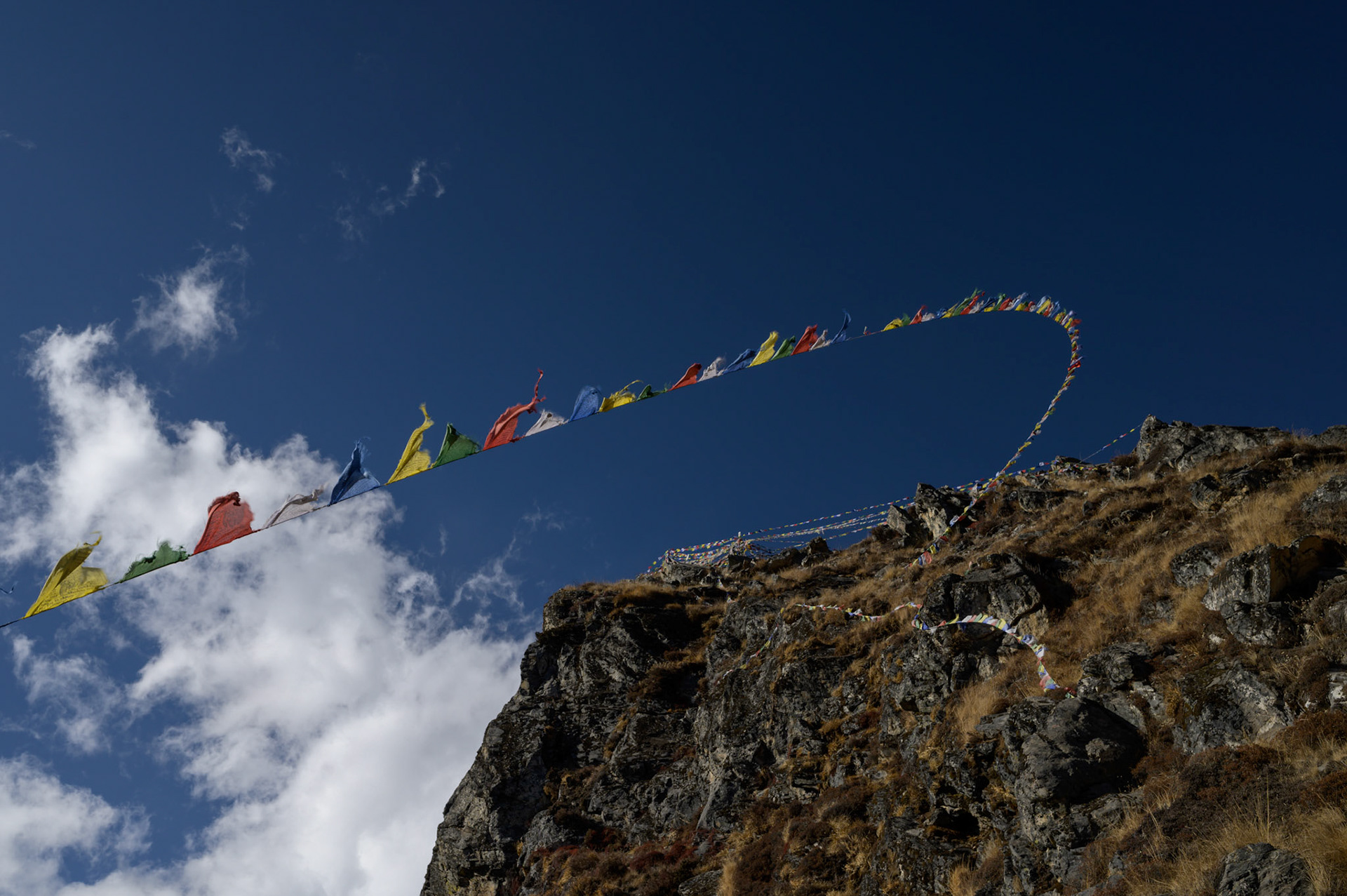 Prayer flags on Kyanjin Ri