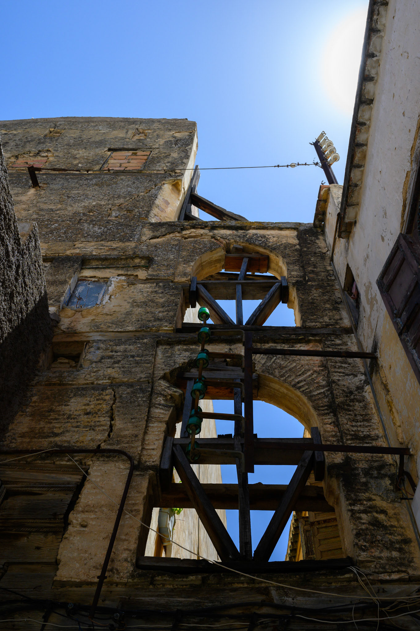 Propped up falling down buildings