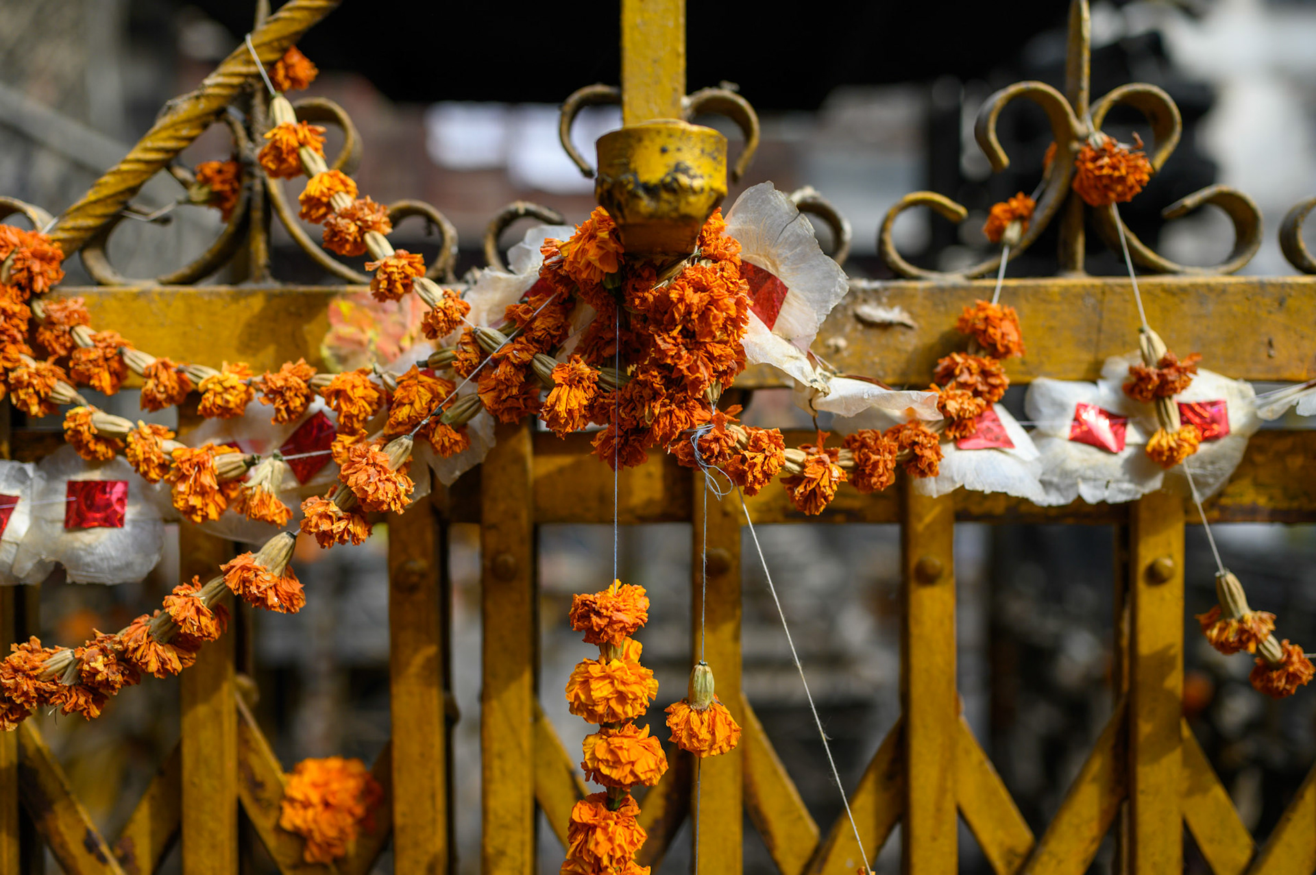 Garlands on a shrine gate