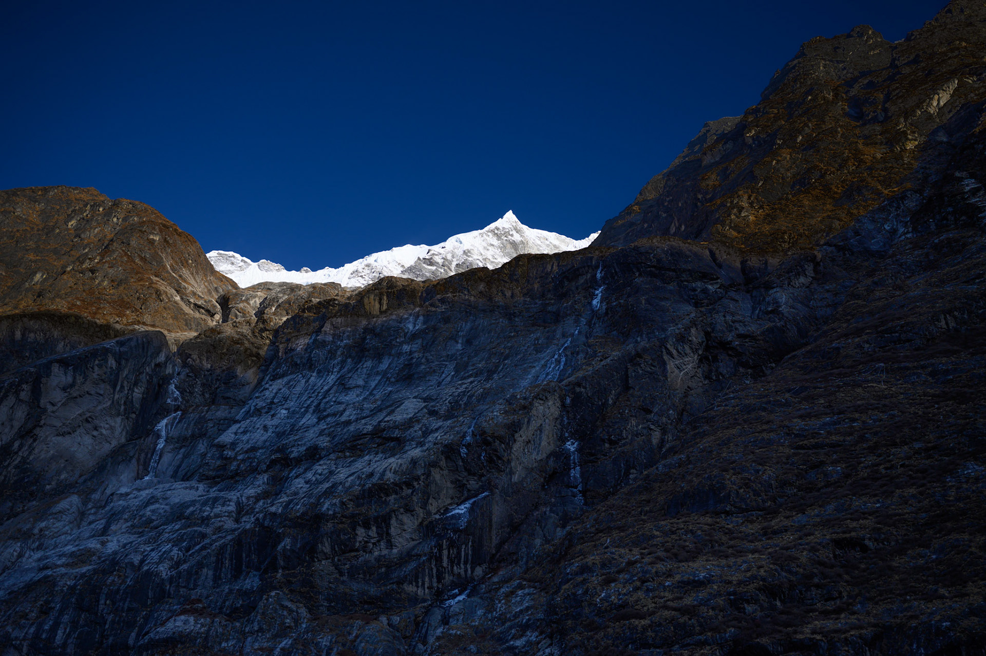The mountains above the former Langtang village