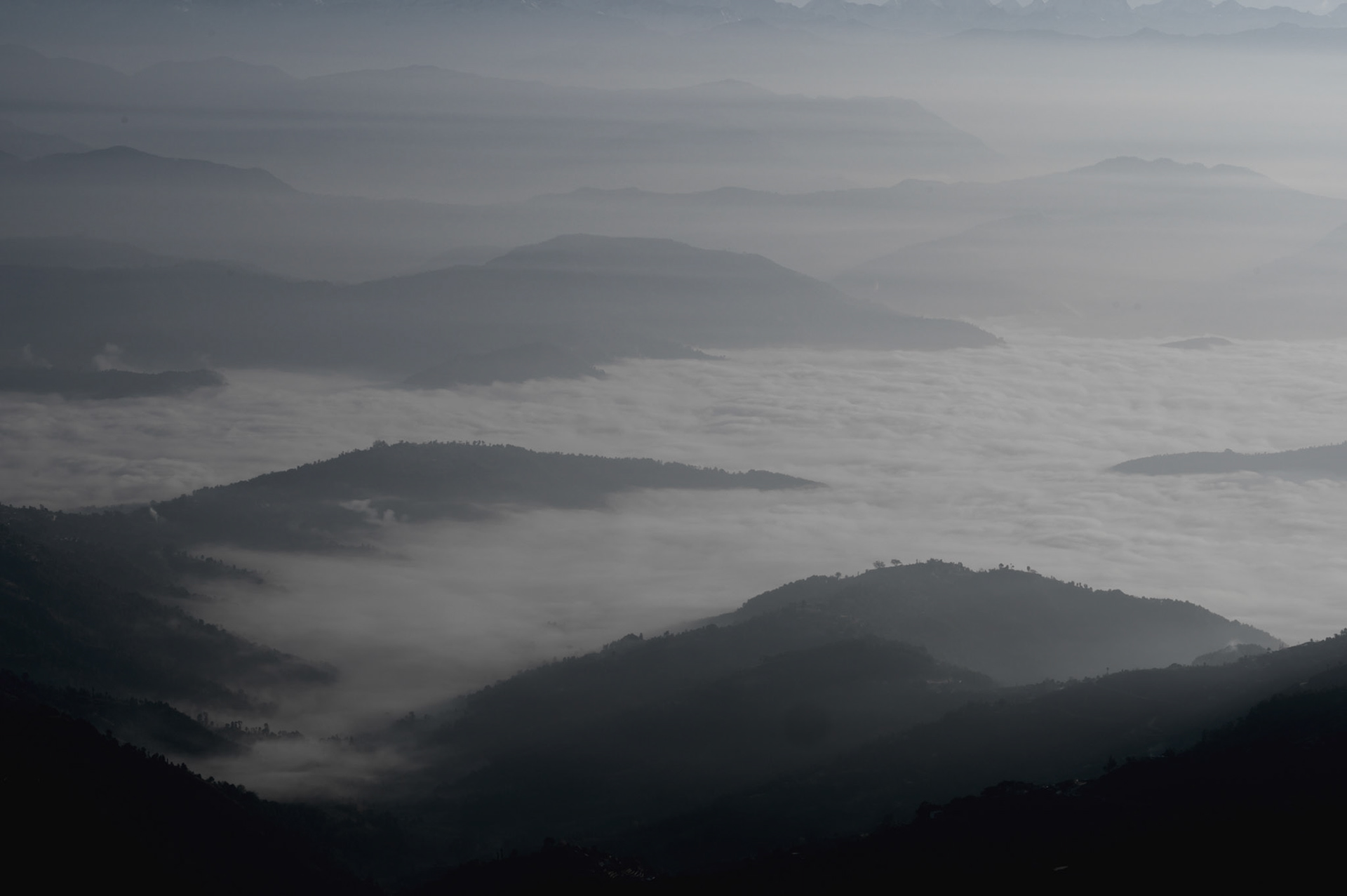 Sunrise from the Everest Manla Resort deck.