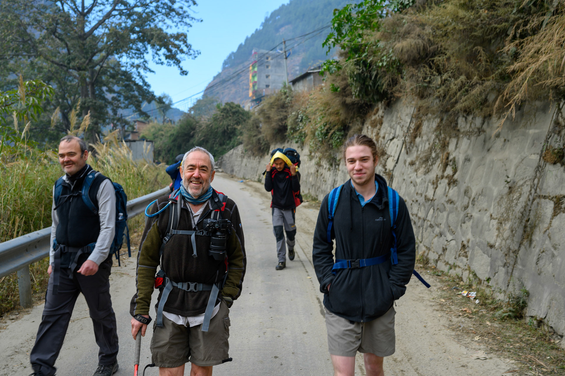 Justin, Pete, Sujan, and Max start the hike