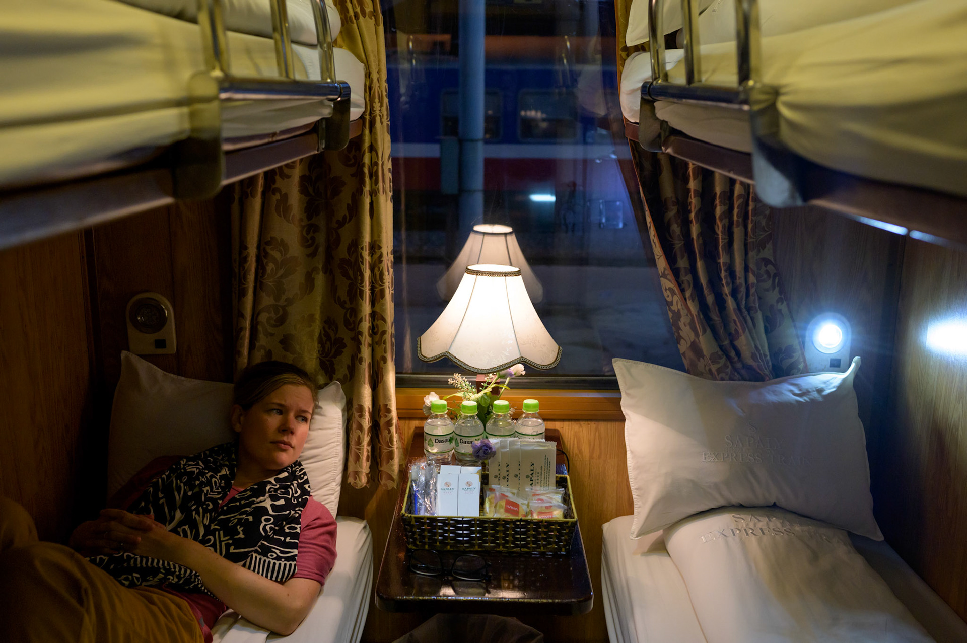 The sleeper compartment on the Sapaly Express from Hanoi to Lai Cai (car to Ta Van)