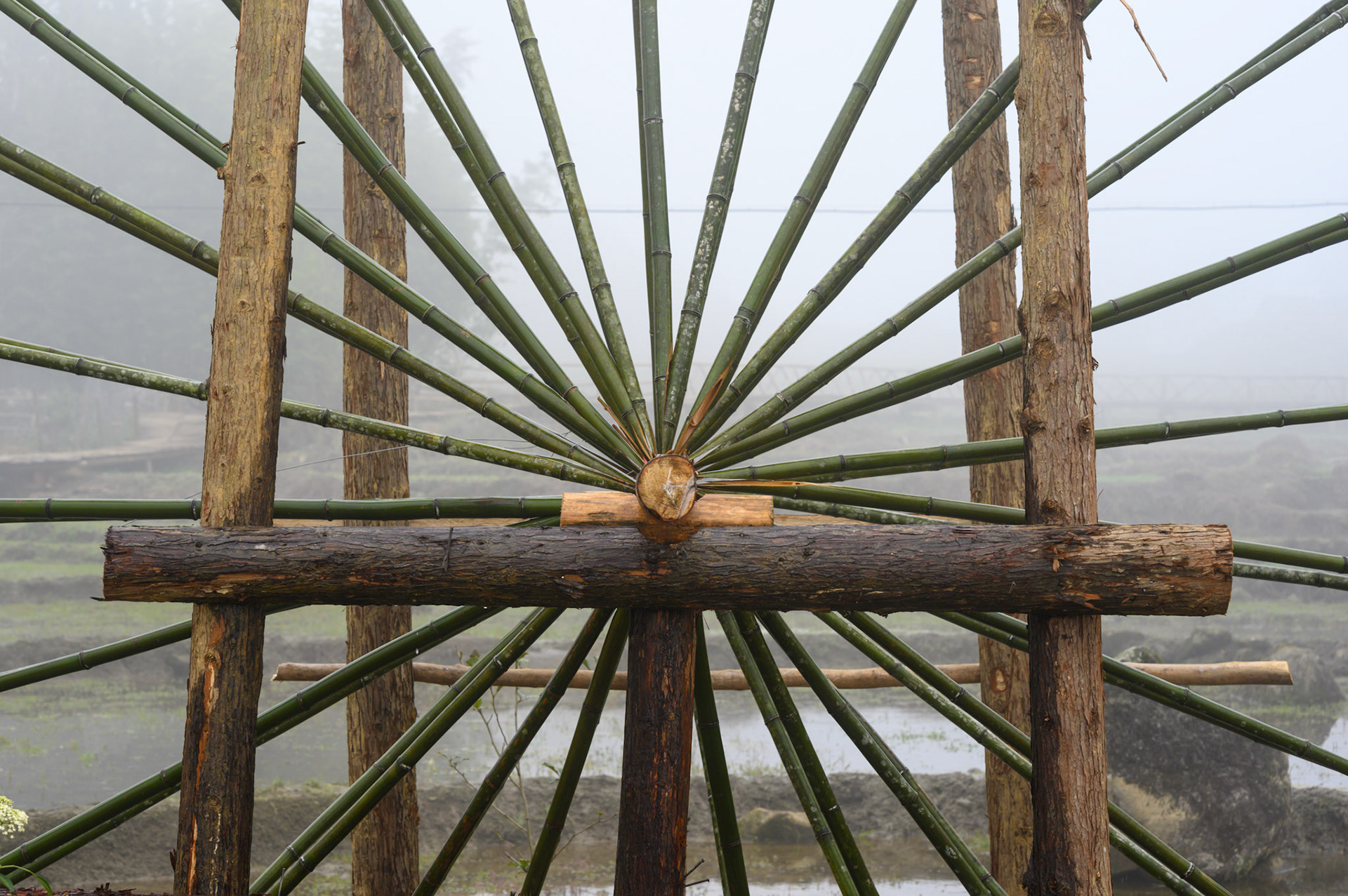 Cat Cat village showcases traditional agruculture and arts for tourists,. These water wheels were working anf lifting water.