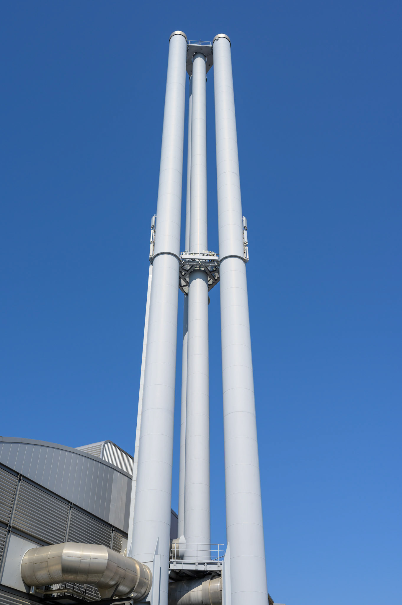 Elegant gas turbine exhaust stacks.
