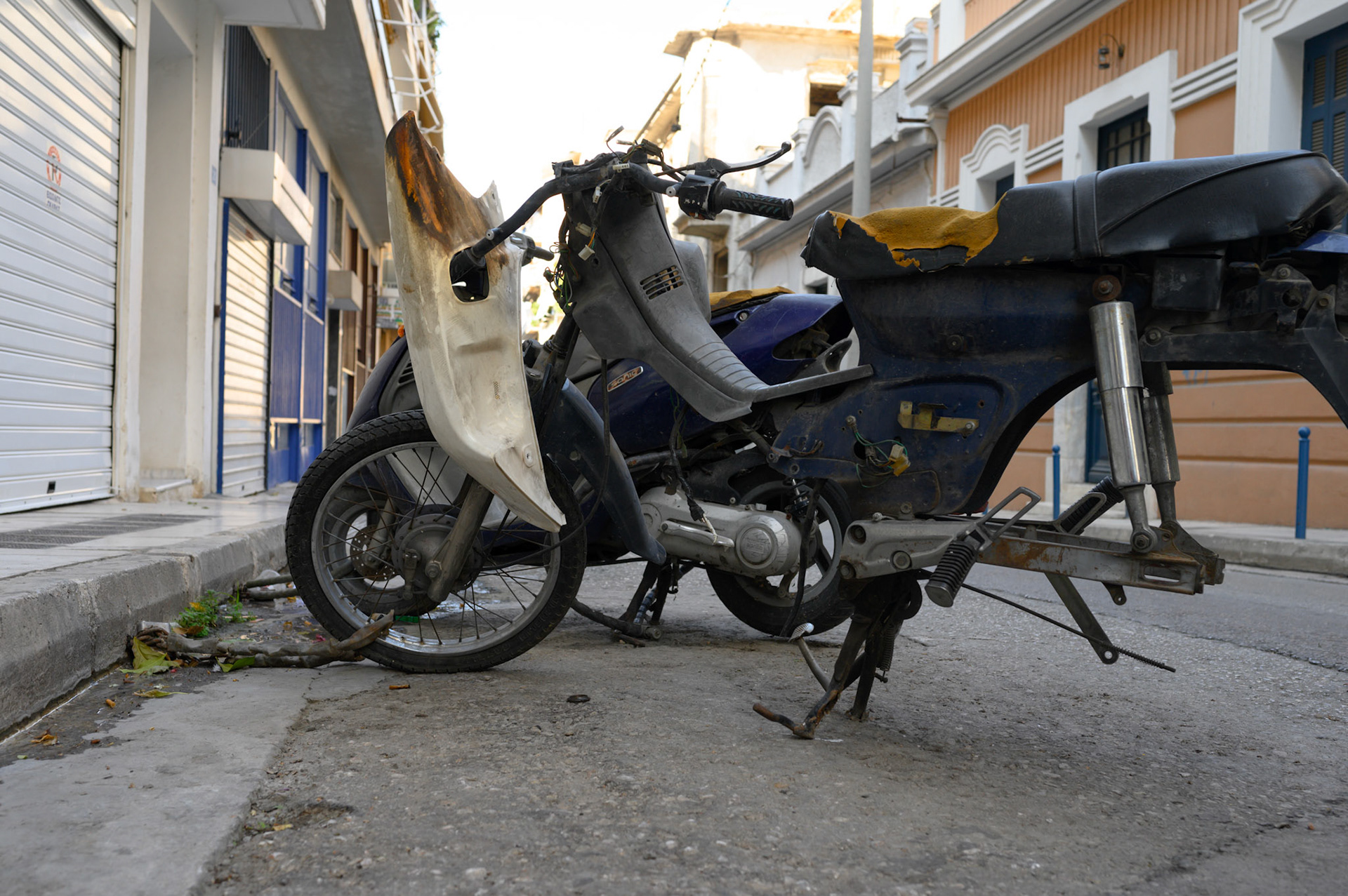 Derelict motorcycles in Athens