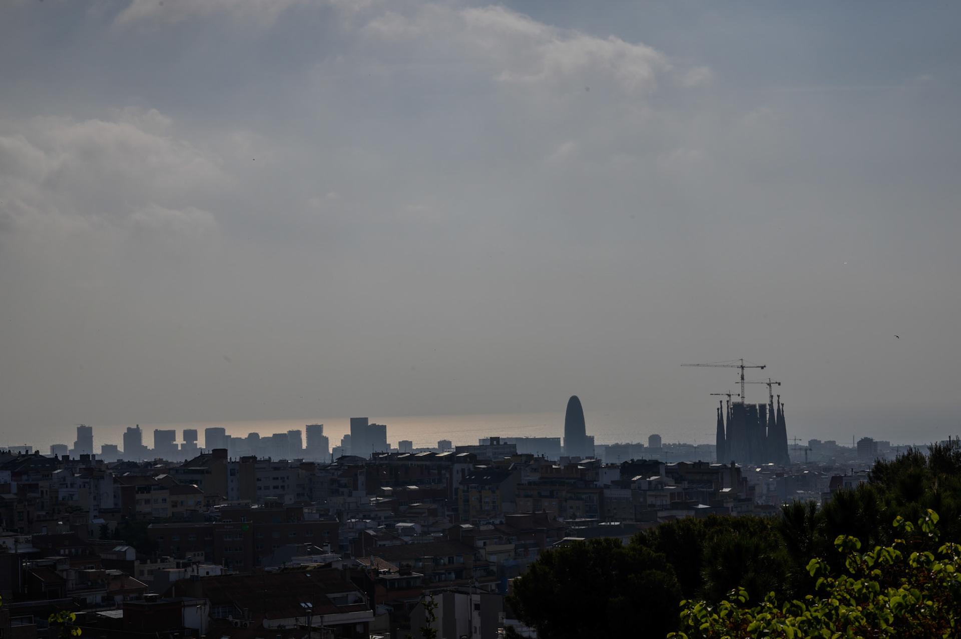 A morning view across the city, with the Sagrada Familia dominant on the right.