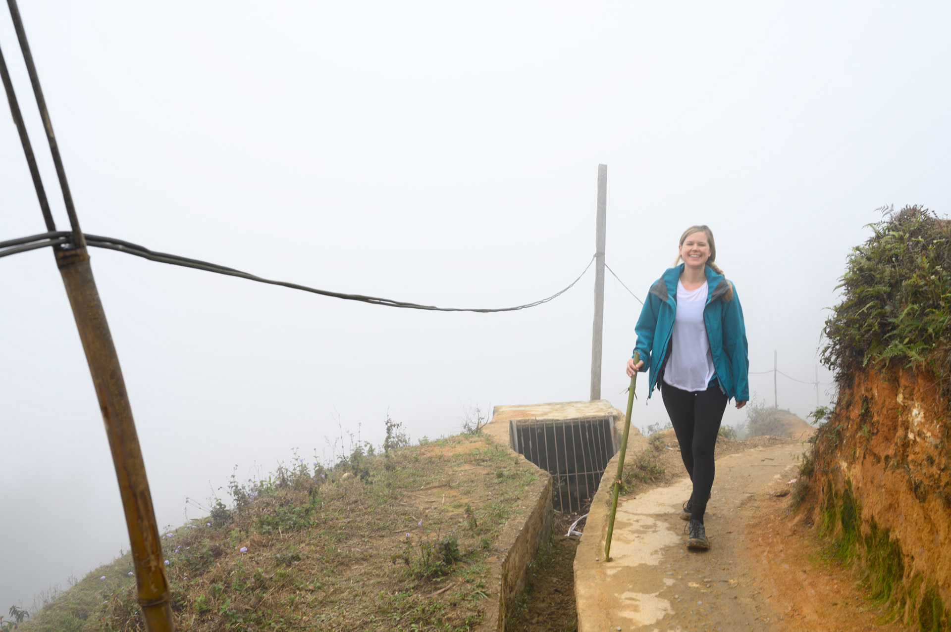 Sheryl, now with bamboo stick for support