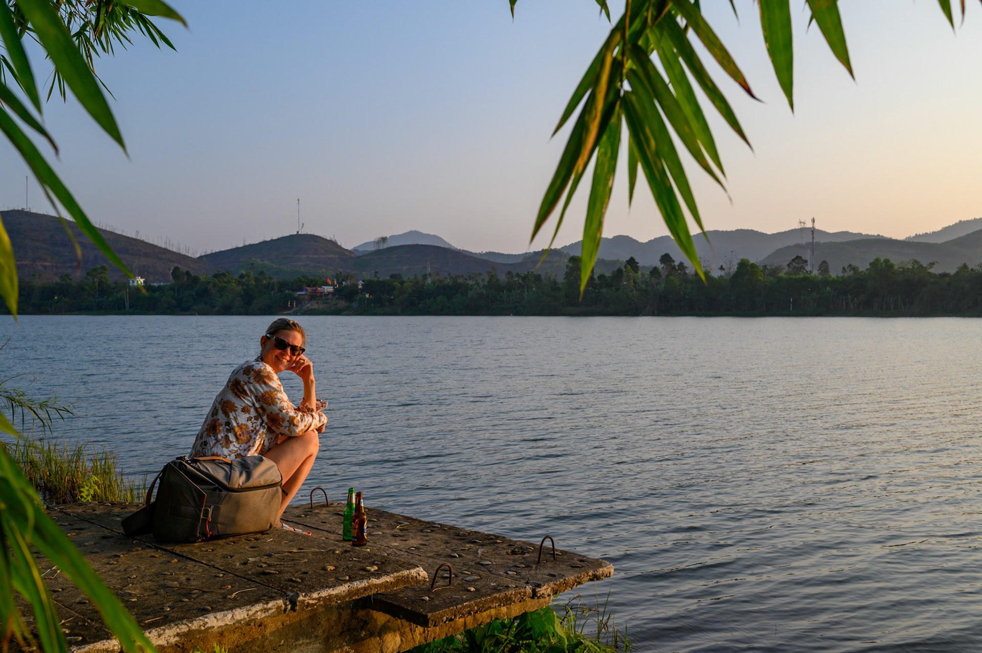 Watching the sunset over the Perfume River