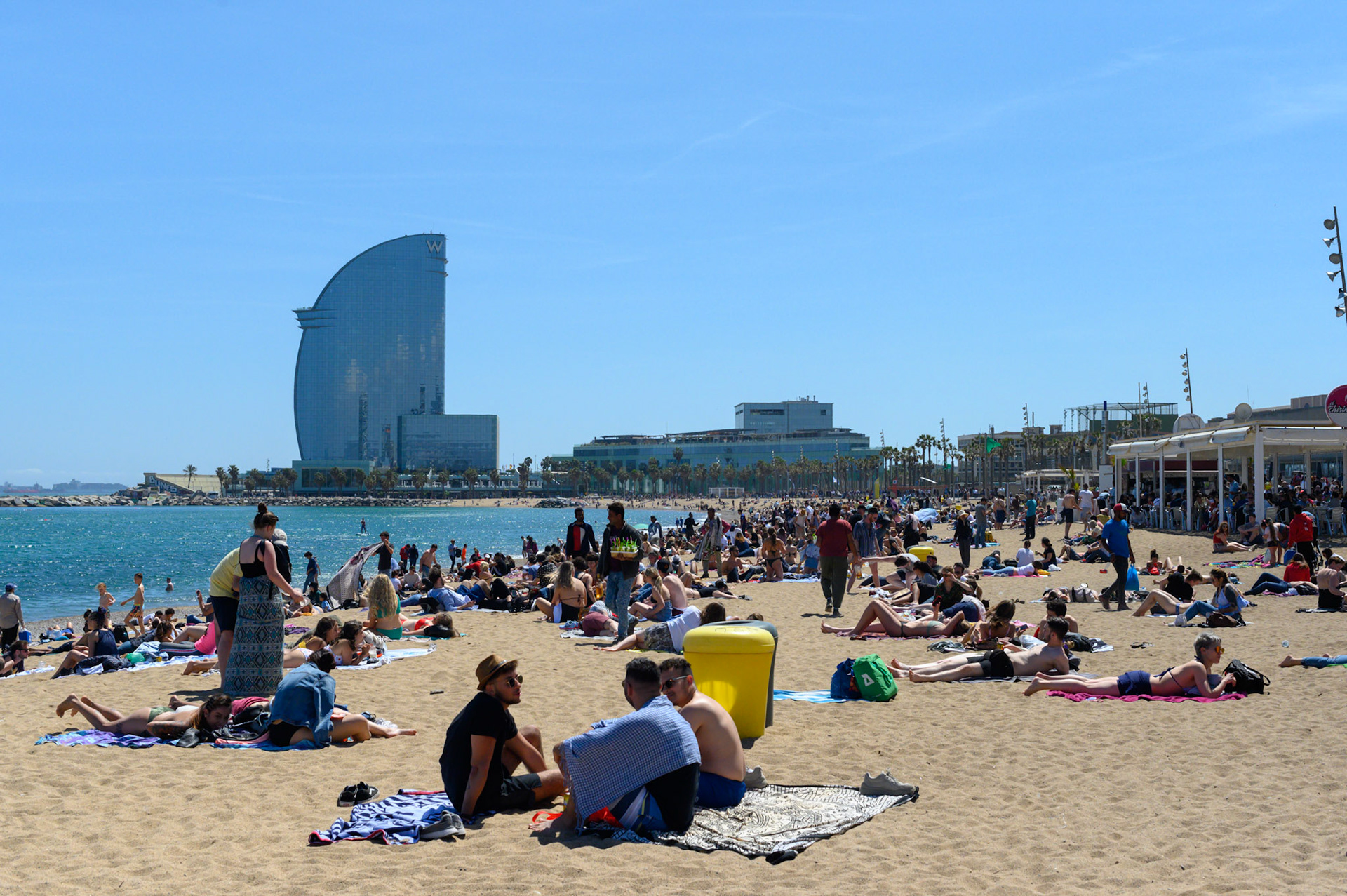 Barcelona has a beach, but nobody was swimming.