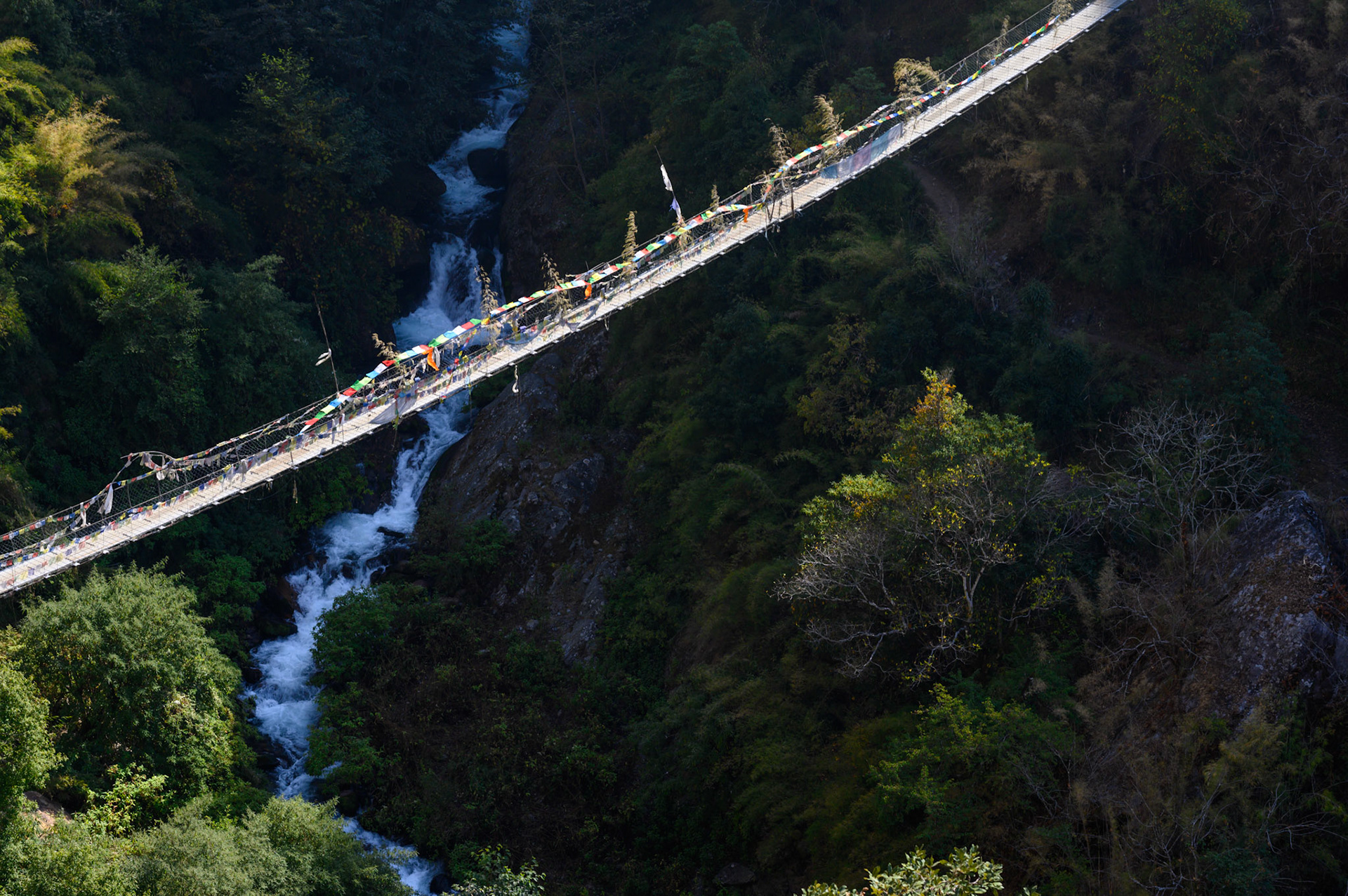 The longest and highest suspension bridge we crossed. Very sound other than the occasional hole in the desking.