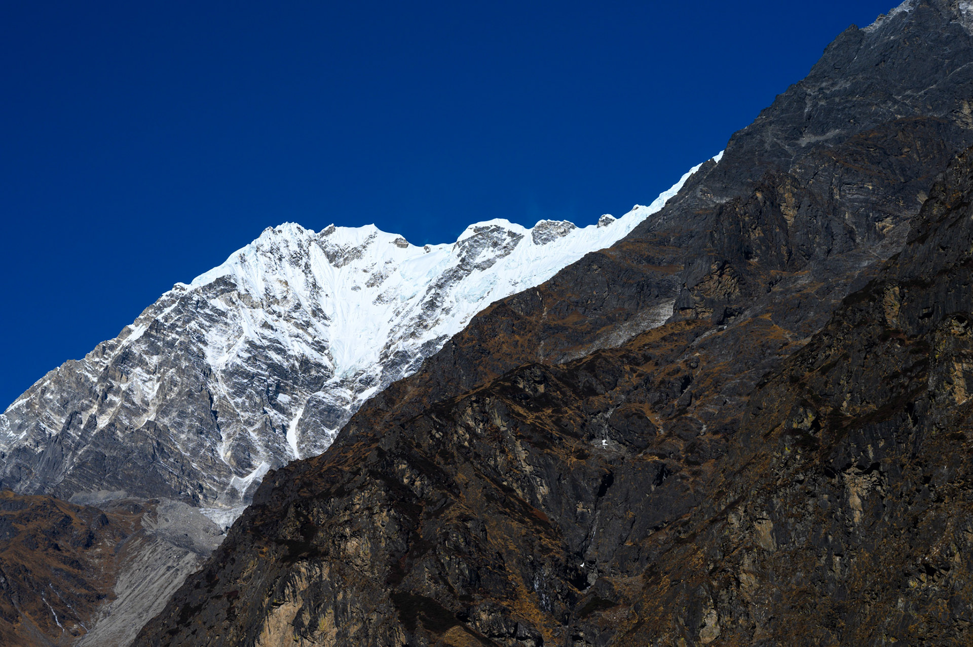 The mountains above the former Langtang village