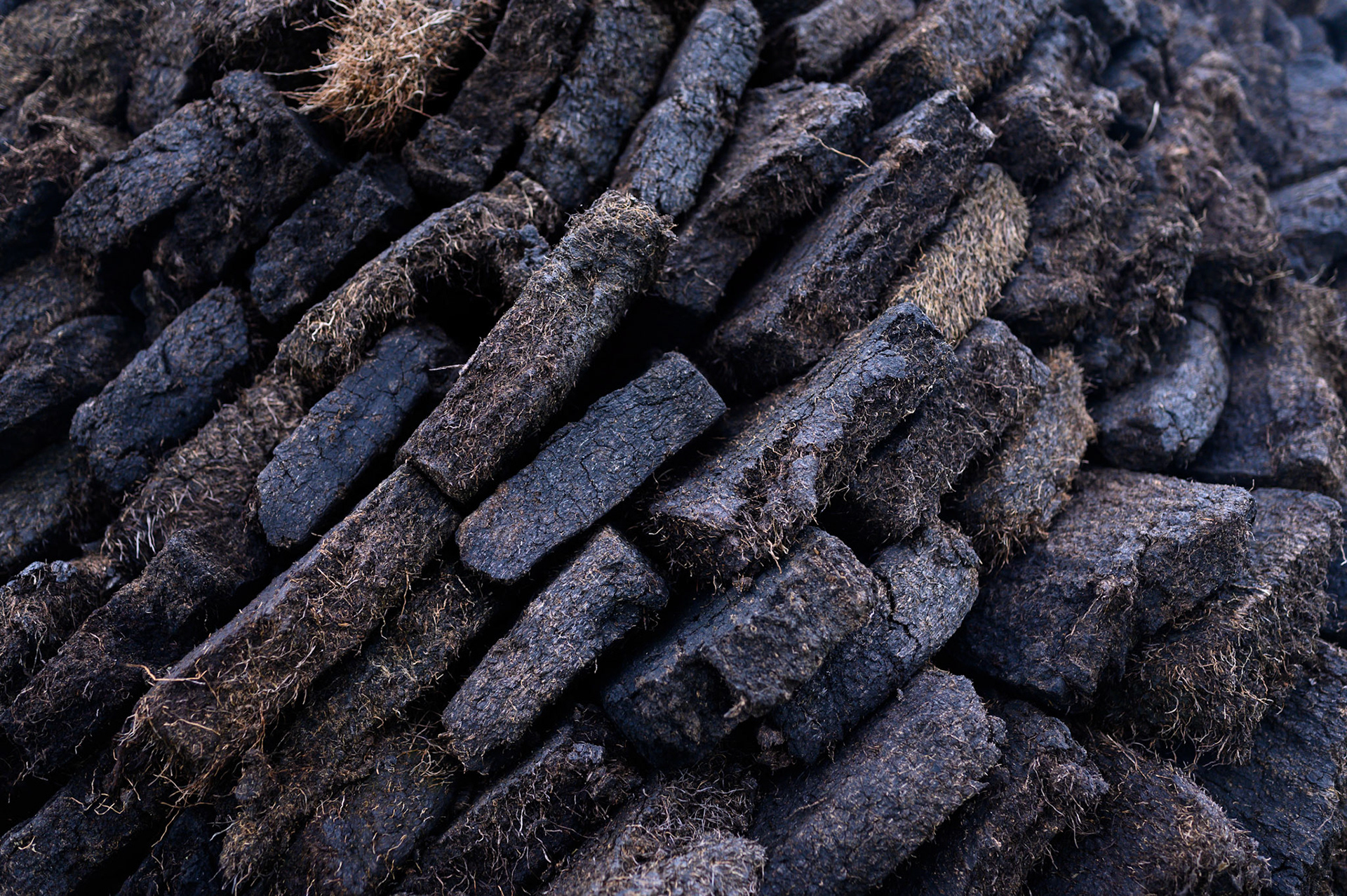 The peat stack at the Gearannan blackhouse village