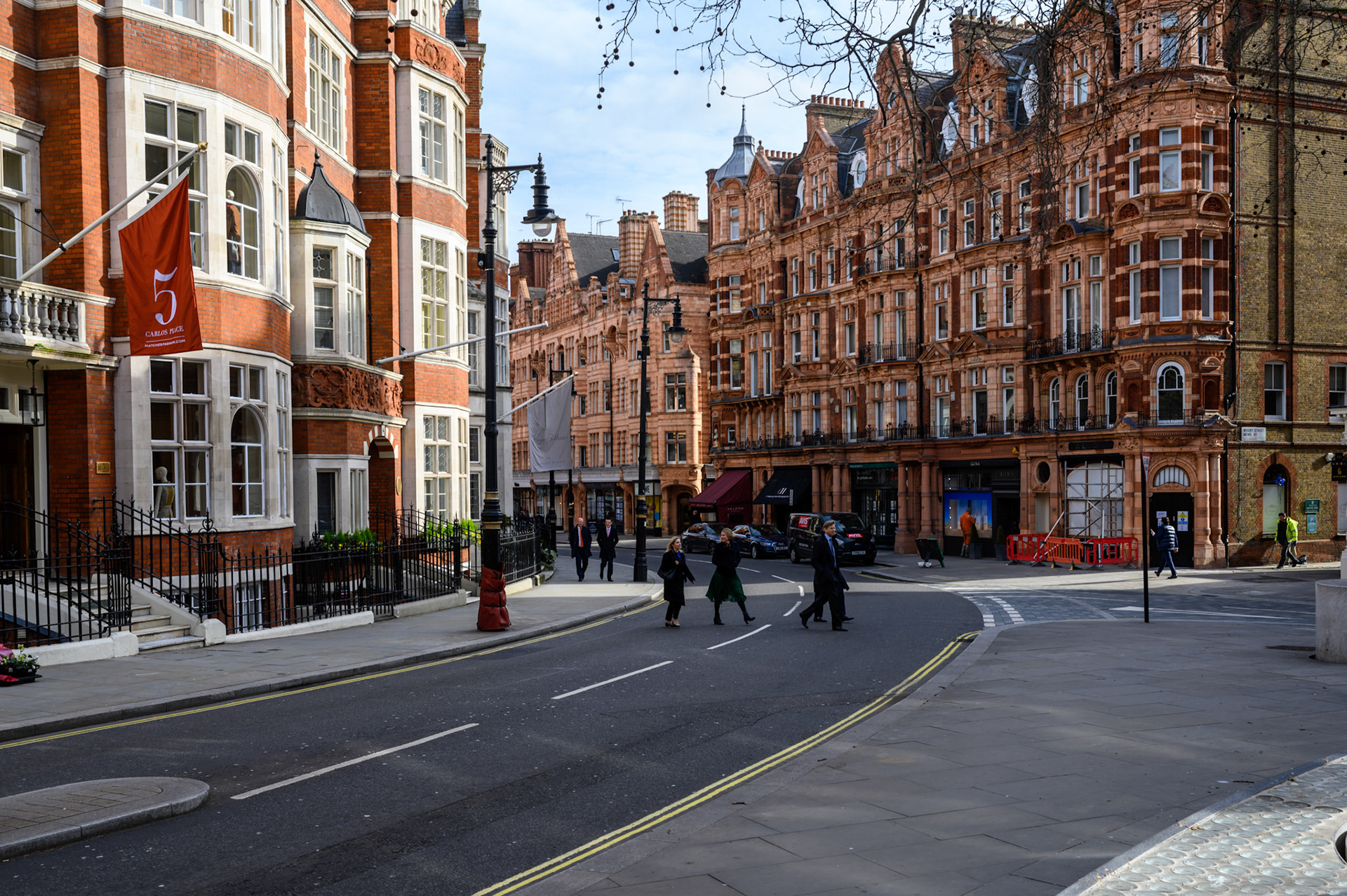 Red sandstone in Mayfair streets