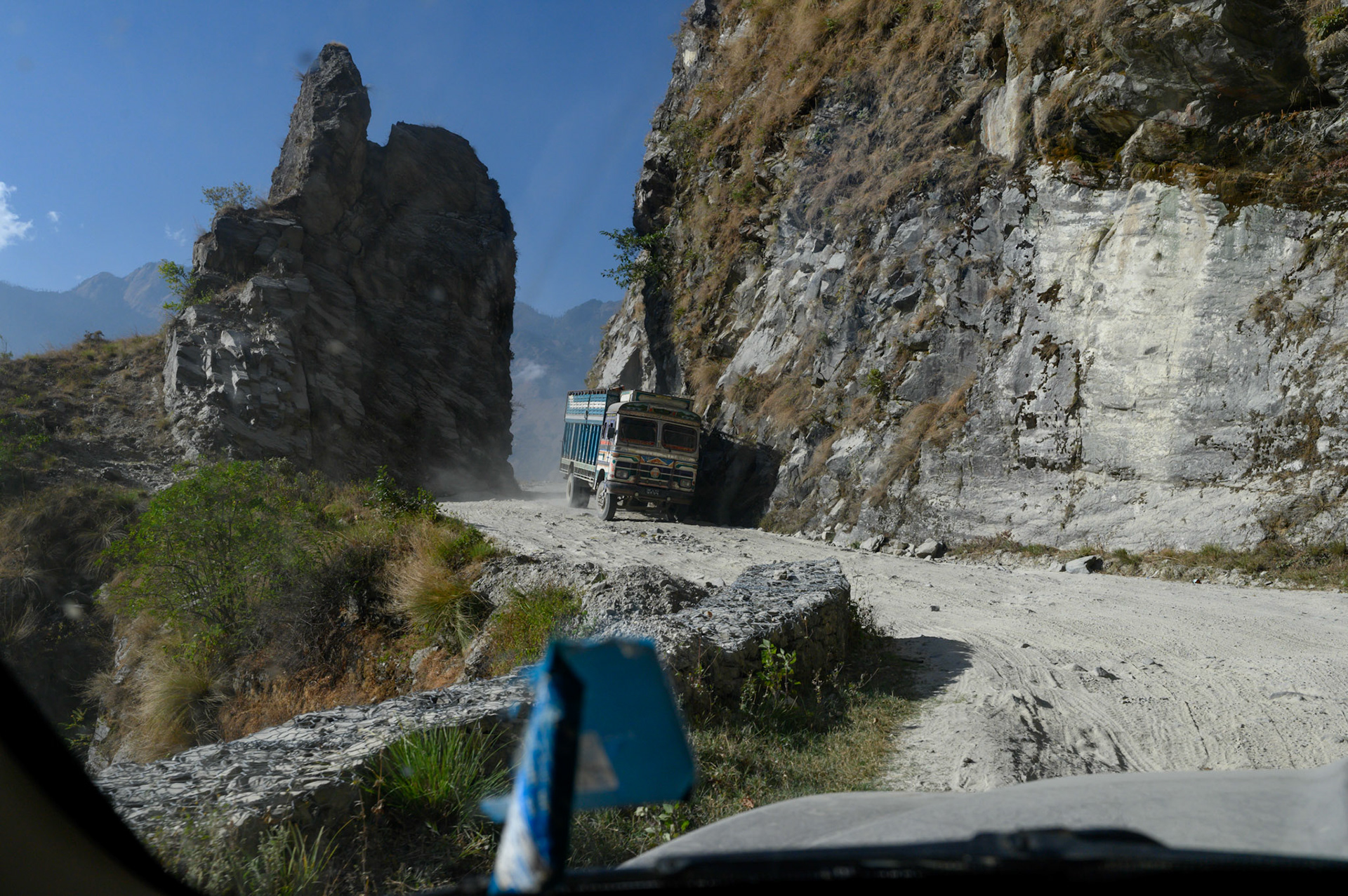 On the road from Kathmandu to the trek starting point at Syabru Bensi