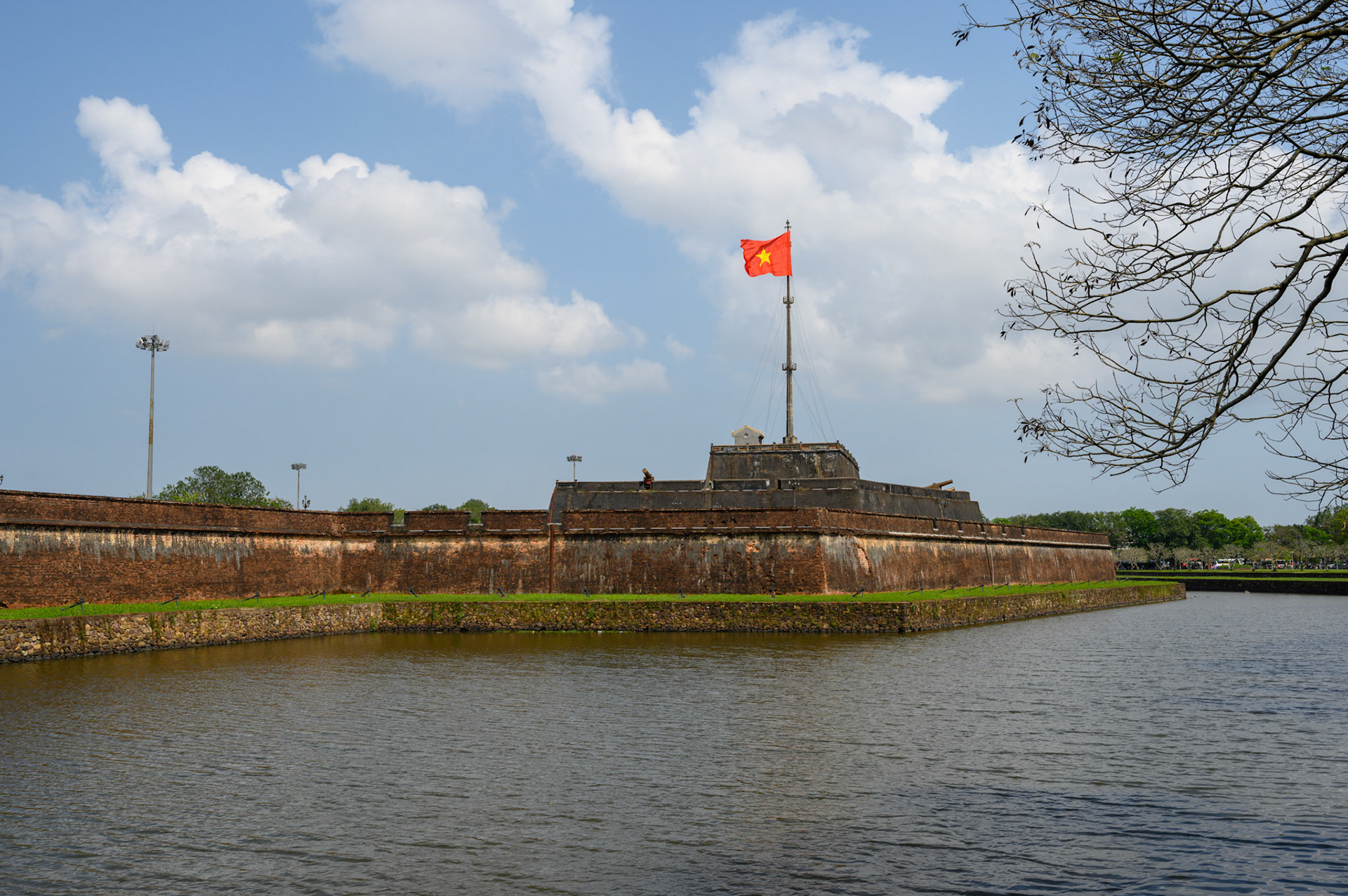 The walled imperial city is set back a short distance from the Perfume River and surrounded by a moat - for ornamentation rather than protection.