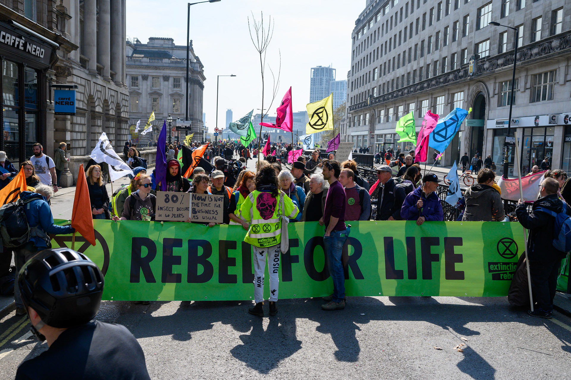 The Extinction Rebellion protest closed the central London Waterloo Bridge for days.