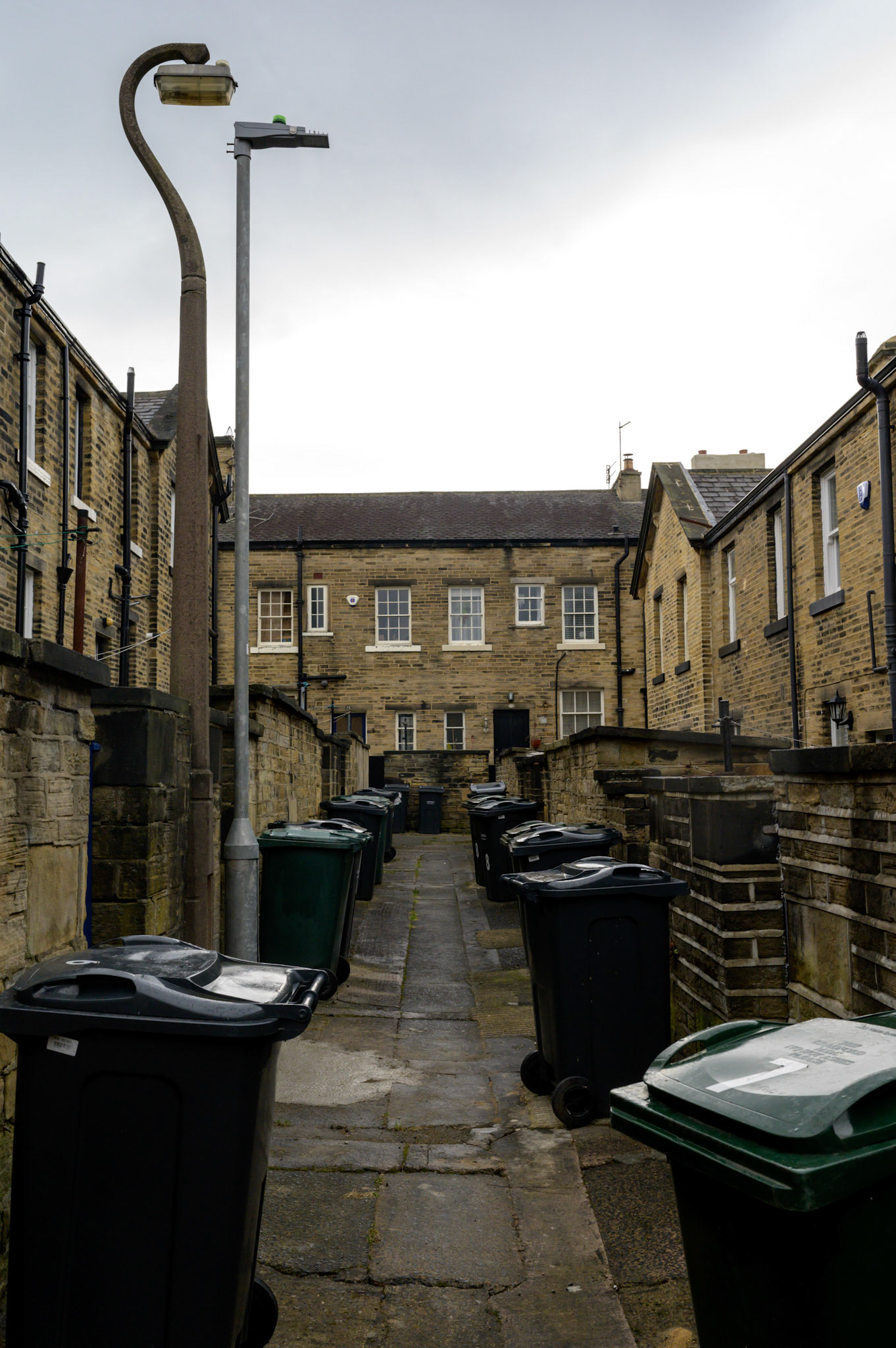 The back streets of Saltaire, behind the houses built for mill workers.