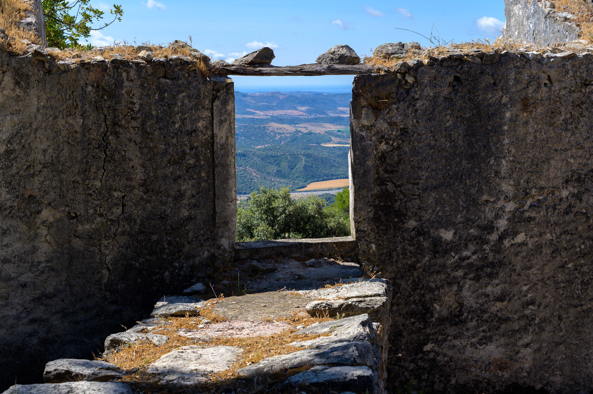 Door with a view in the ruined finca (farm house)