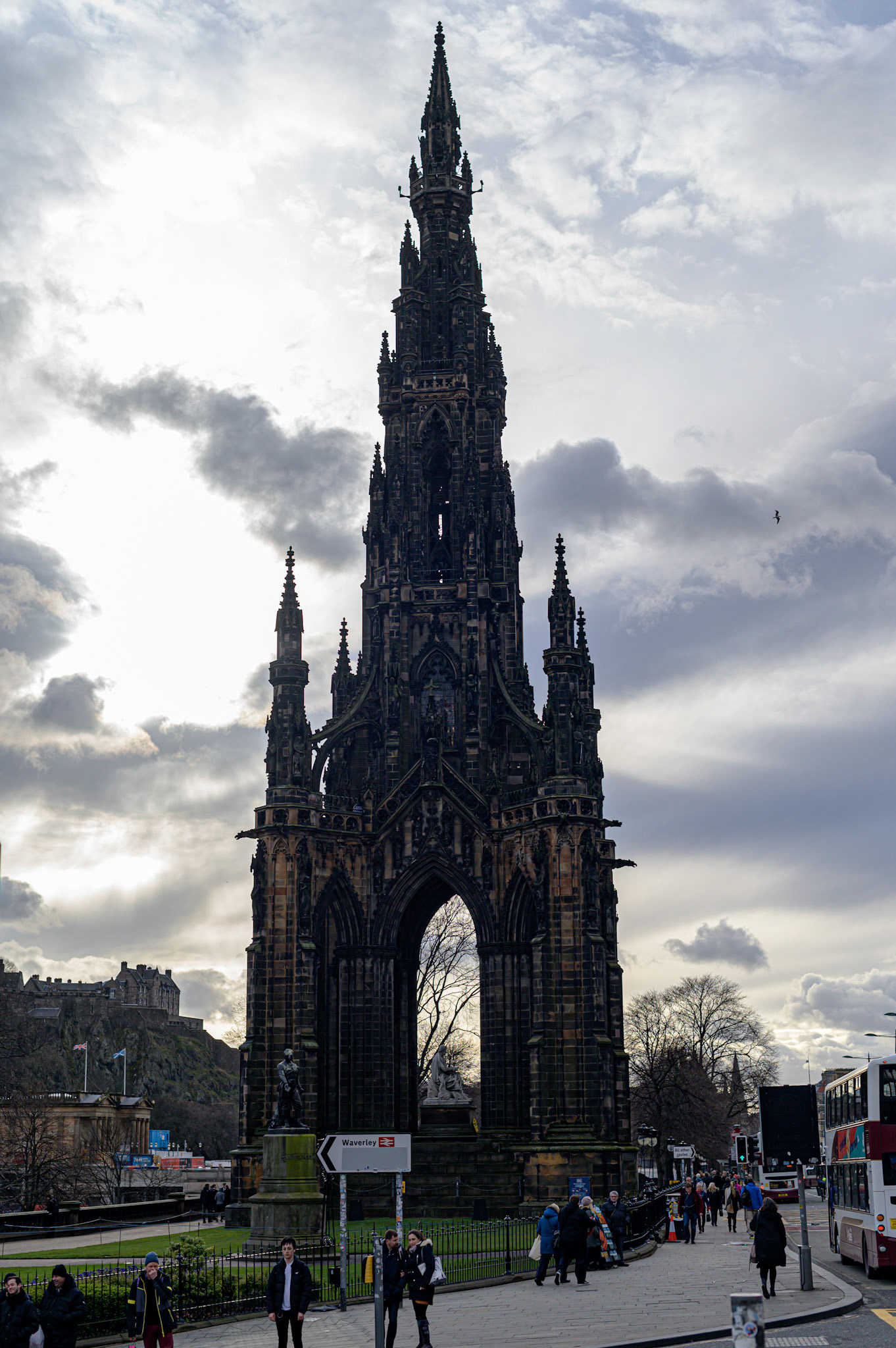 This gothic edifice in the heart of the city mystifies me. There is the 'why?", but then there is the manically overdone design for a structure that houses a statue of the Sir Walter Scott. 
Is it possible to have too many pinnacles on a gothic tower.? The Scott Monument answers empathically no! There is no problem at all with mounting pinnacles on pinnacles on pinnacles.