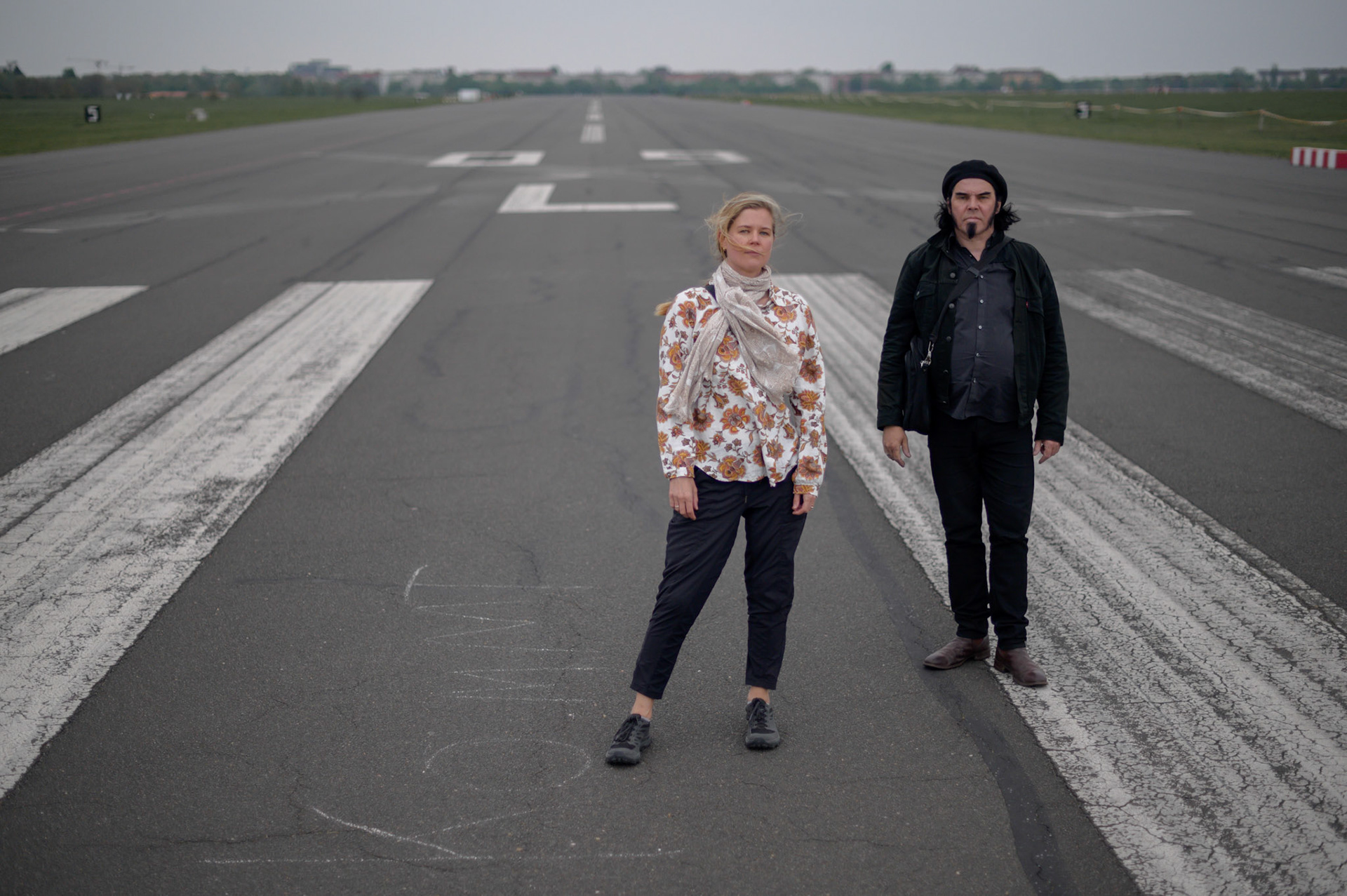 Chris and Sheryl on the runway at Templehof.
Templehof stopped operating as an airport in 2008, and was turned over to public use. The terminal buildings house artists and startup spaces while the airfield is an open recreation area.