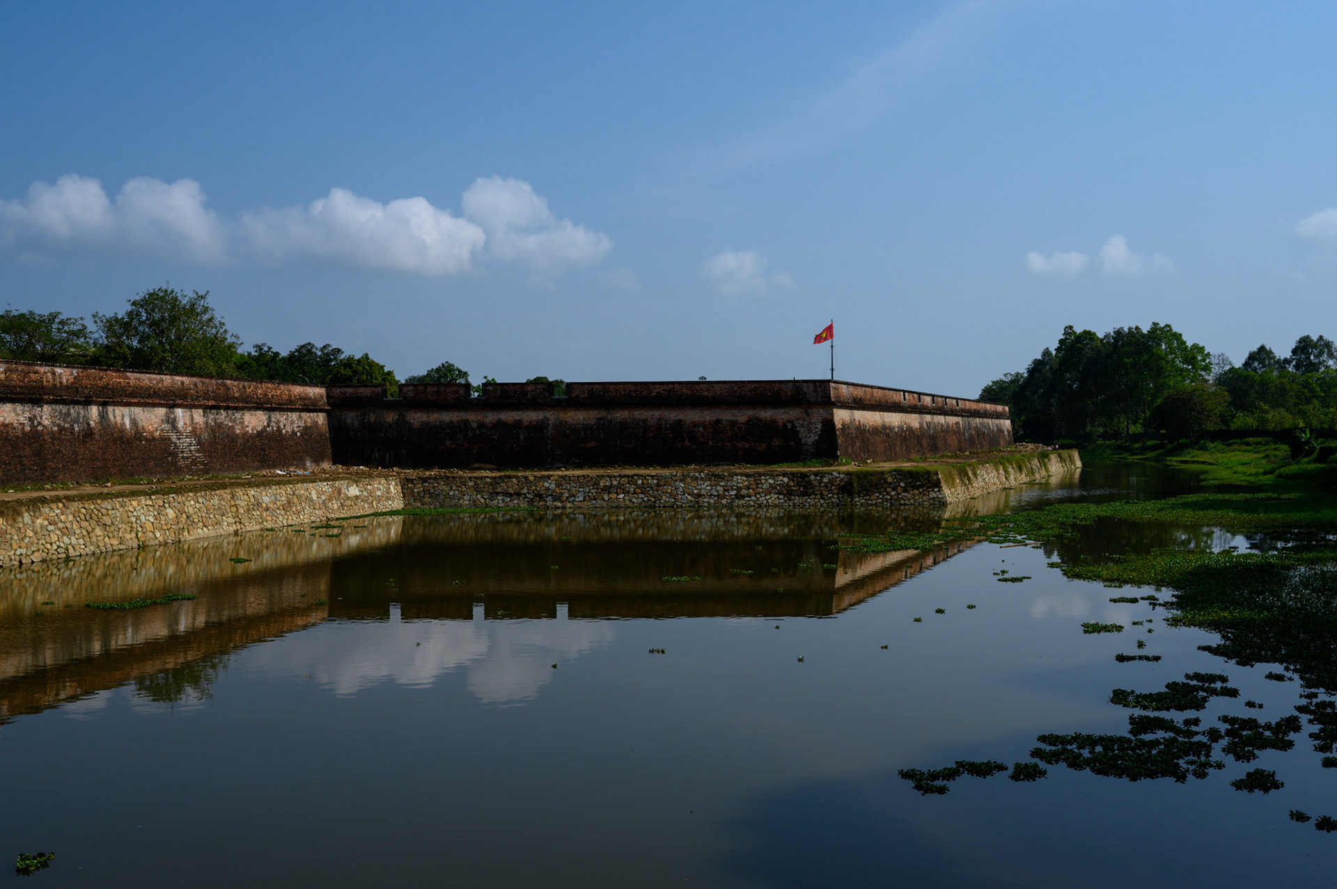 The walled imperial city is set back a short distance from the Perfume River and surrounded by a moat - for ornamentation rather than protection.