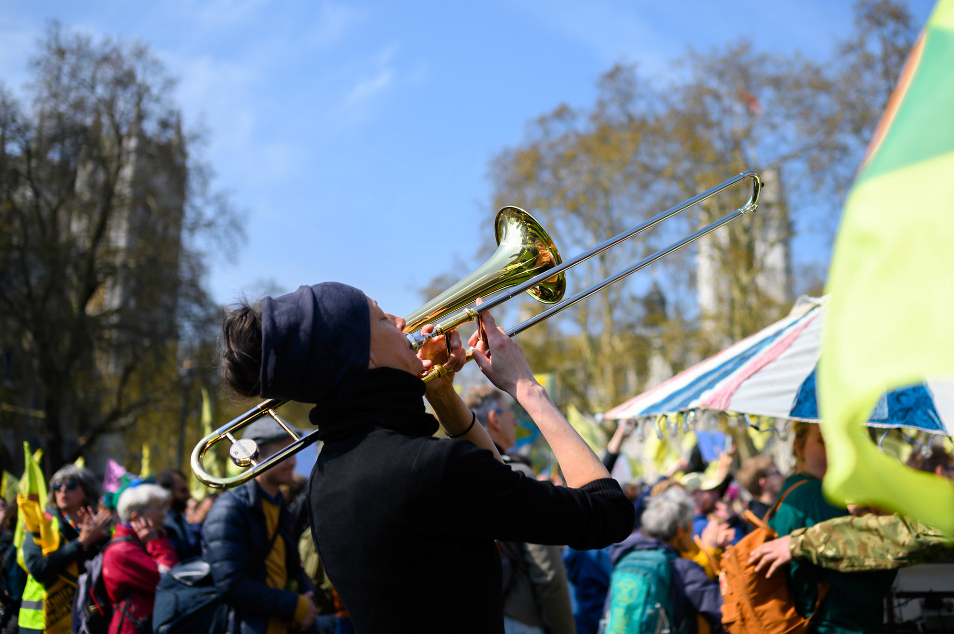 The colour of protest at Westminster.