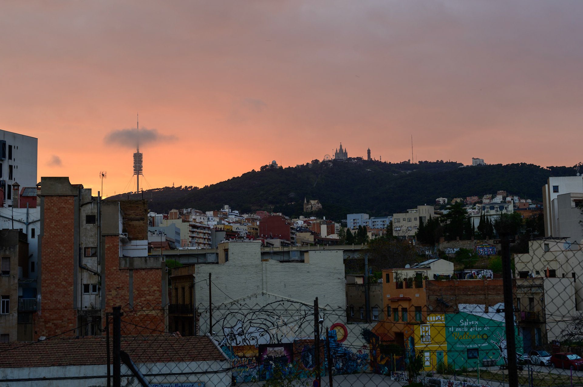 The very sunset on our arrival in Barcelona presaged a magical city. Taken from the steep Gracia area.