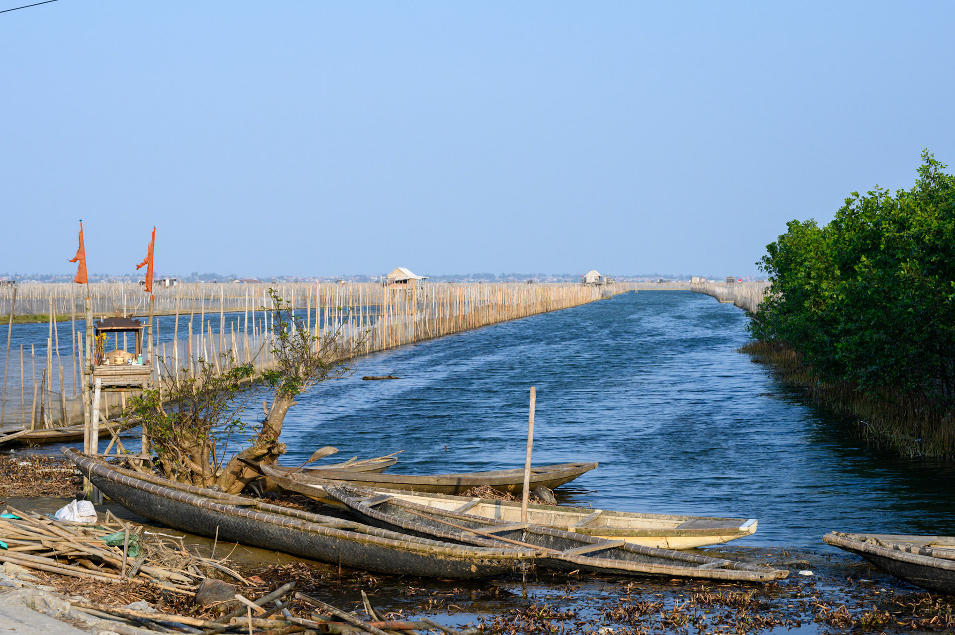 Fish farming near the coast.