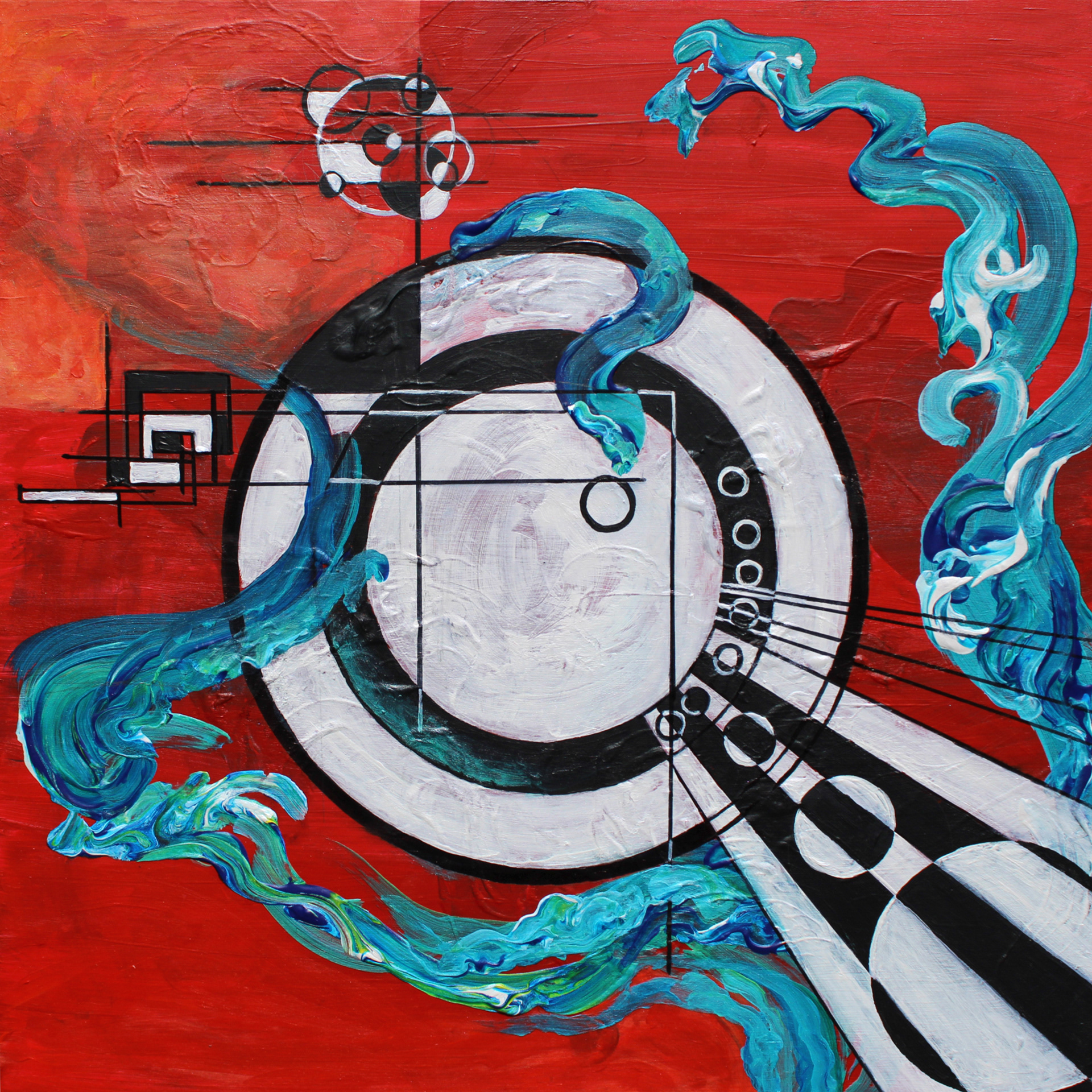 'Phosphene' 12" x 12" Acrylic on Gessobord