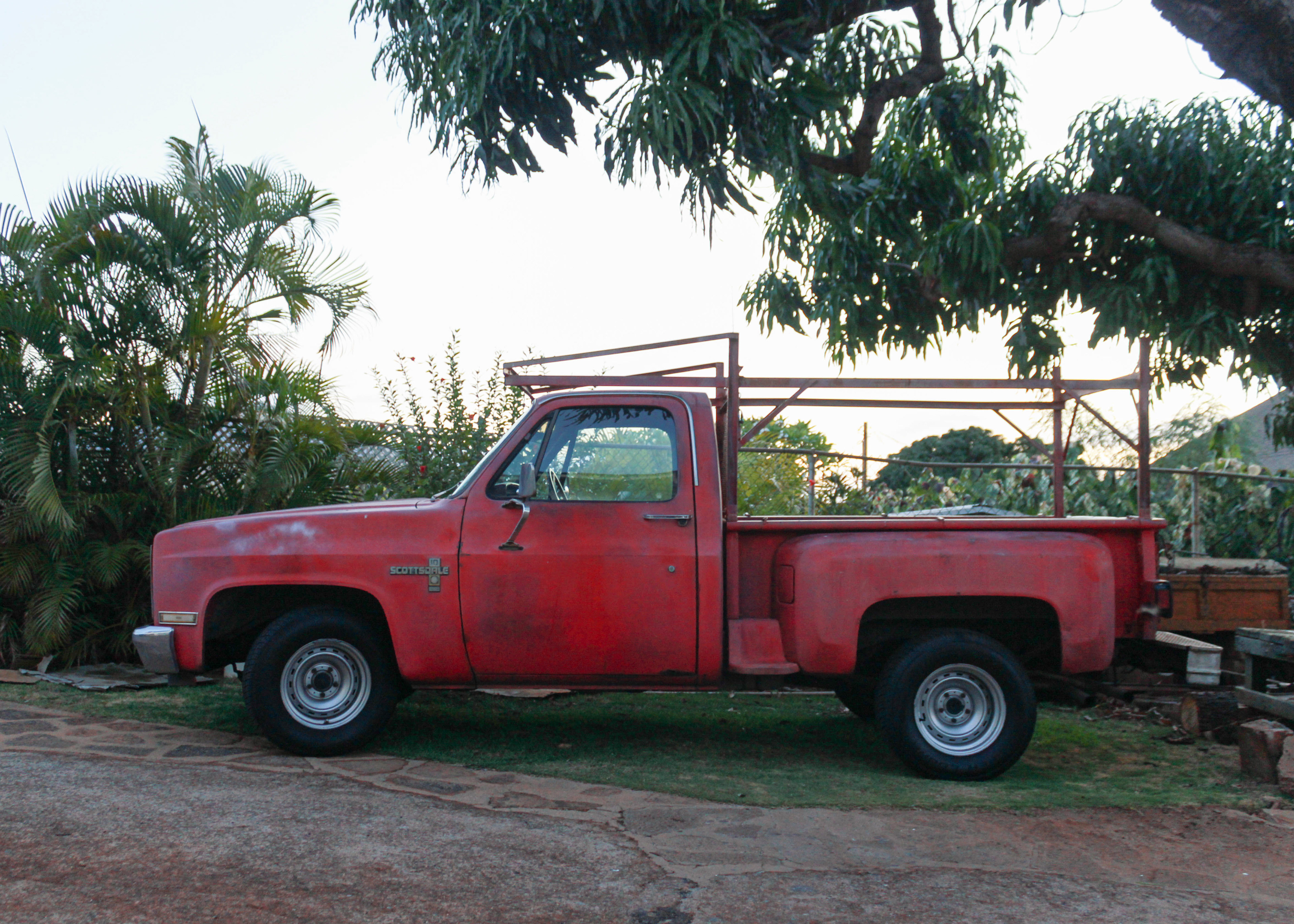My grandfather's red pickup truck.