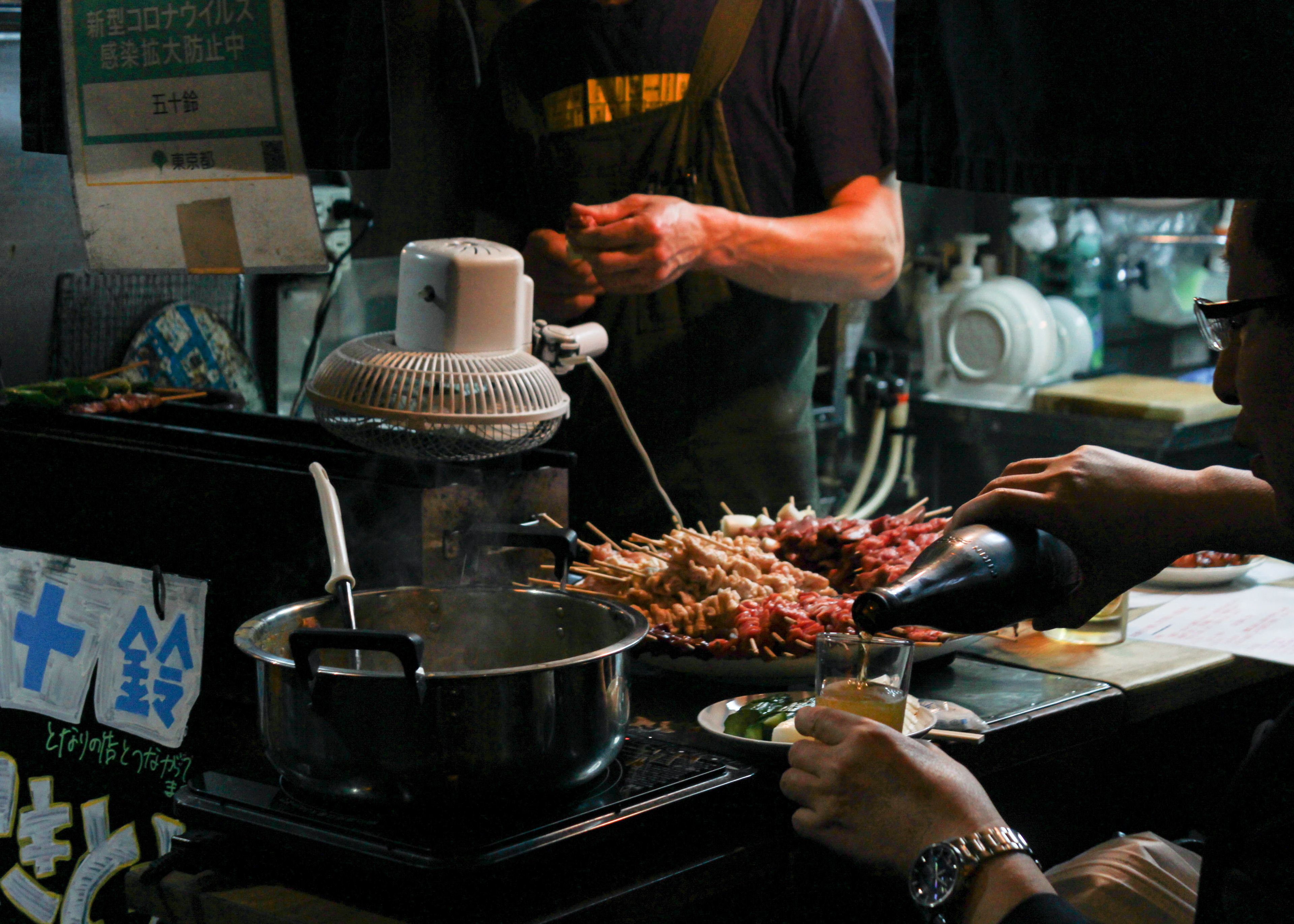 A tiny izakaya restaurant in Omoide Yokocho or Tokyo's Memory Lane.