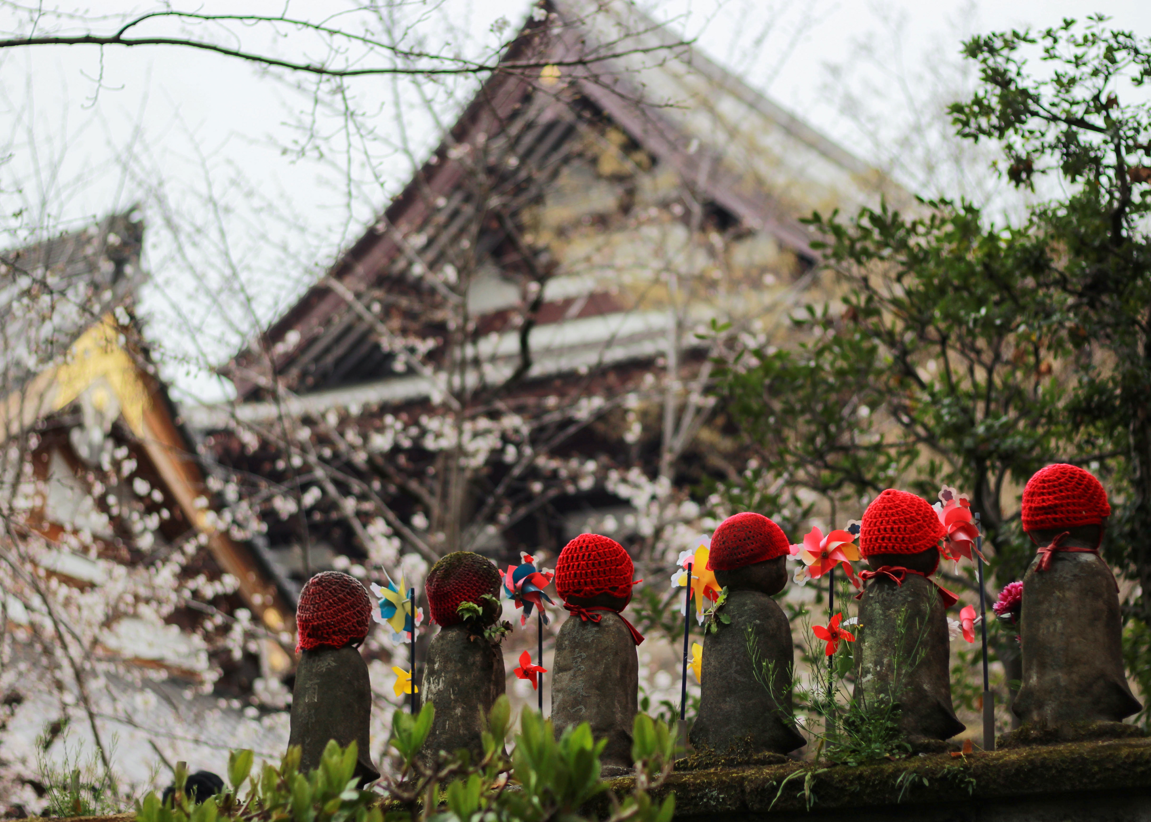 Jizo statues at Zojo-ji Temple in Tokyo.
