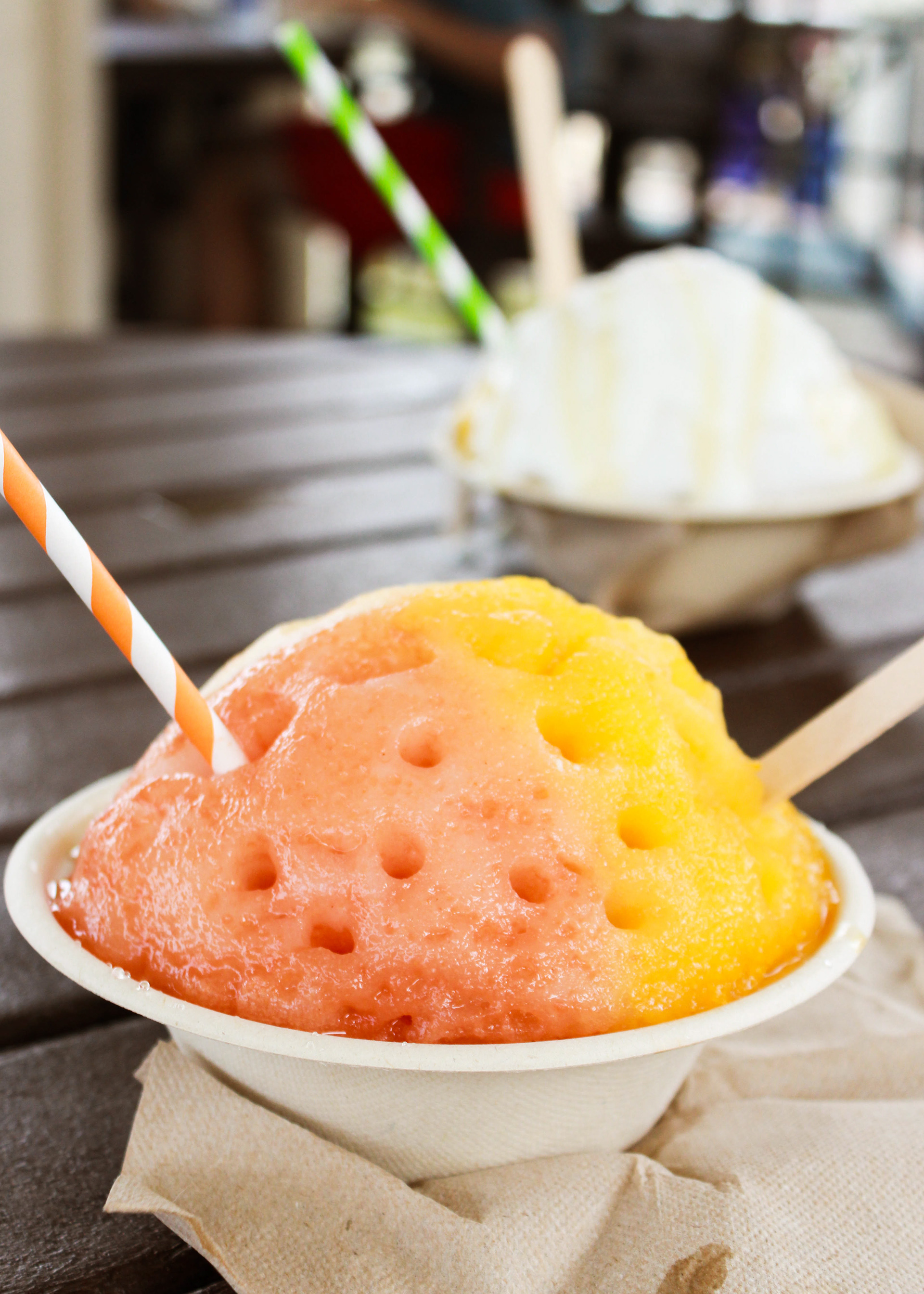 A pog flavored shave ice from Original Big Island Shave Ice Co.