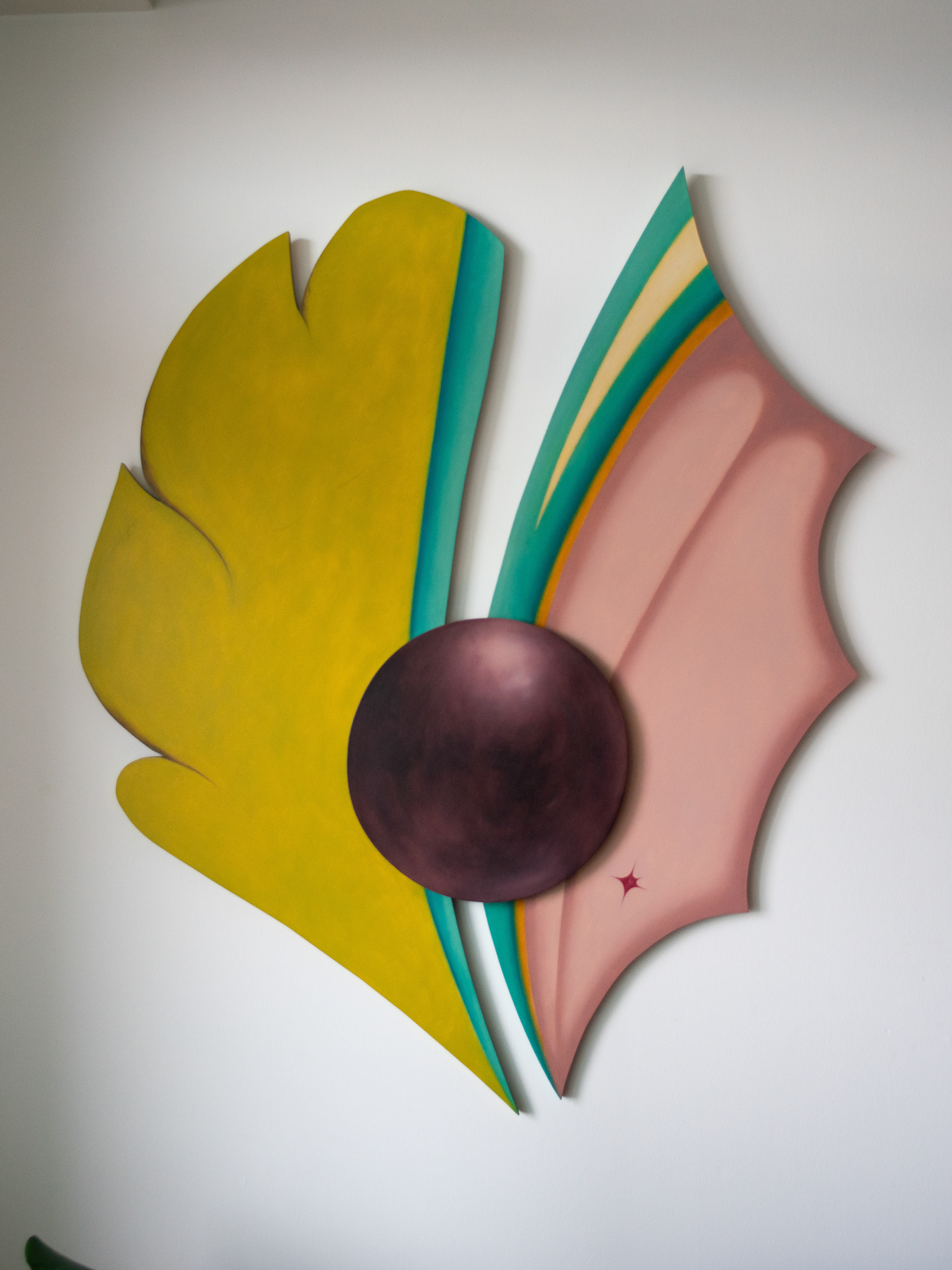 Unfurling. Oil on baltic birch plywood. 43W x 48H inch.
