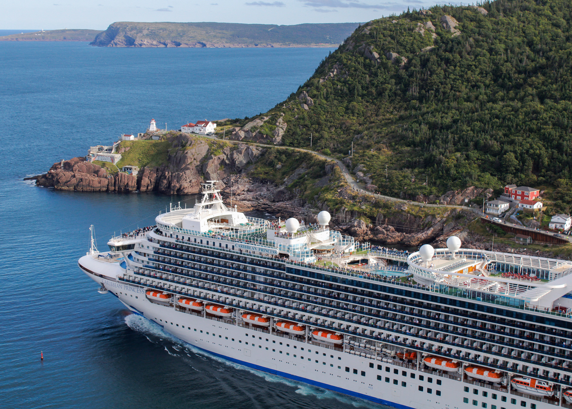 Caribbean Princess cruise ship leaving St. John's harbour