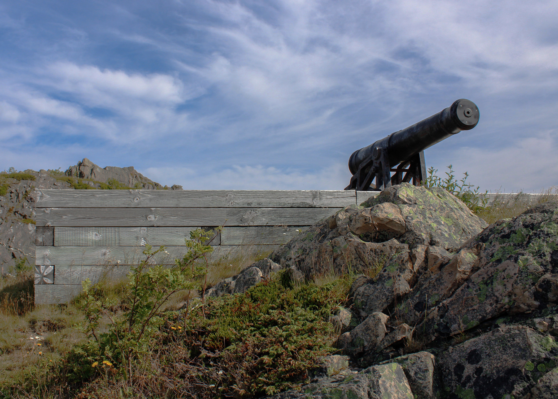 Front view of a canon at Gibbet Hill, Newfoundland, Canada