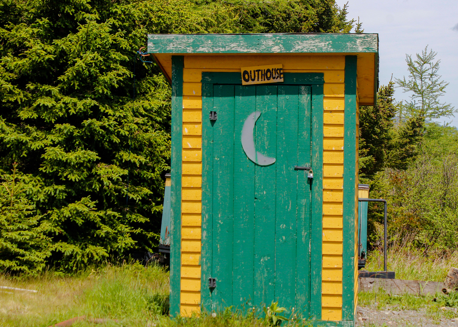Outhouses in the field at the Avondale Railway Museum, Newfoundland, Canada