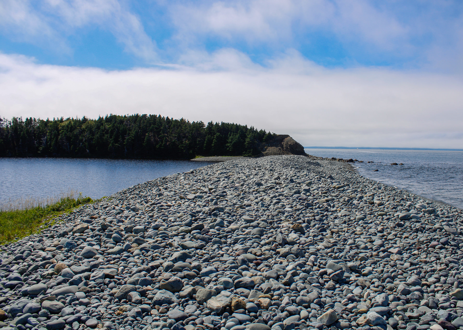 Mouth of the river meets the North Atlantic ocean on the at Manuels River Trail, Newfoundland
