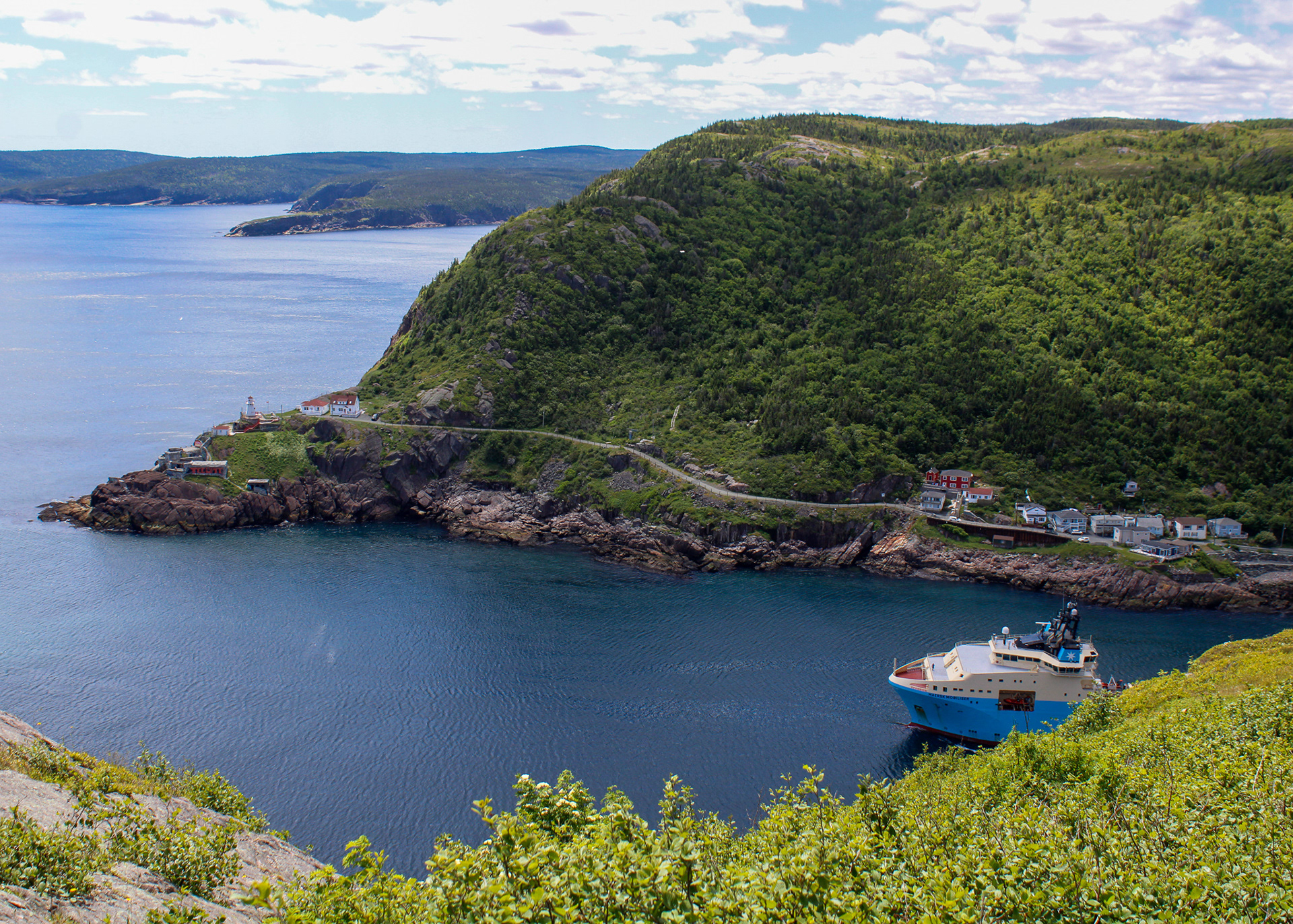 Ship Leaving The Narrows as Seen From Signal Hill