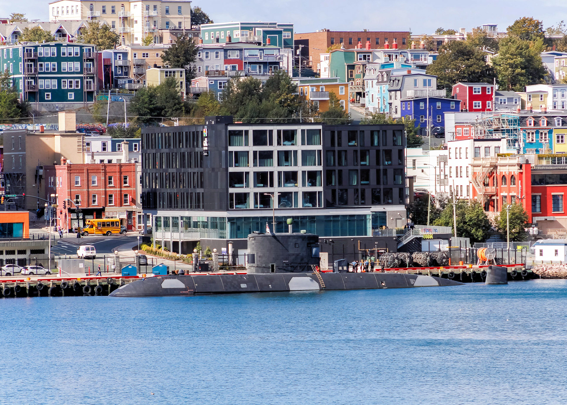 Submarine docked Alongside St. John's Harbour