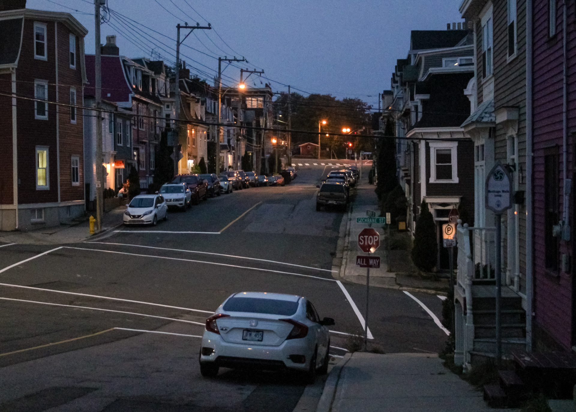 Evening on the streets of downtown St. John's, Newfoundland, Canada