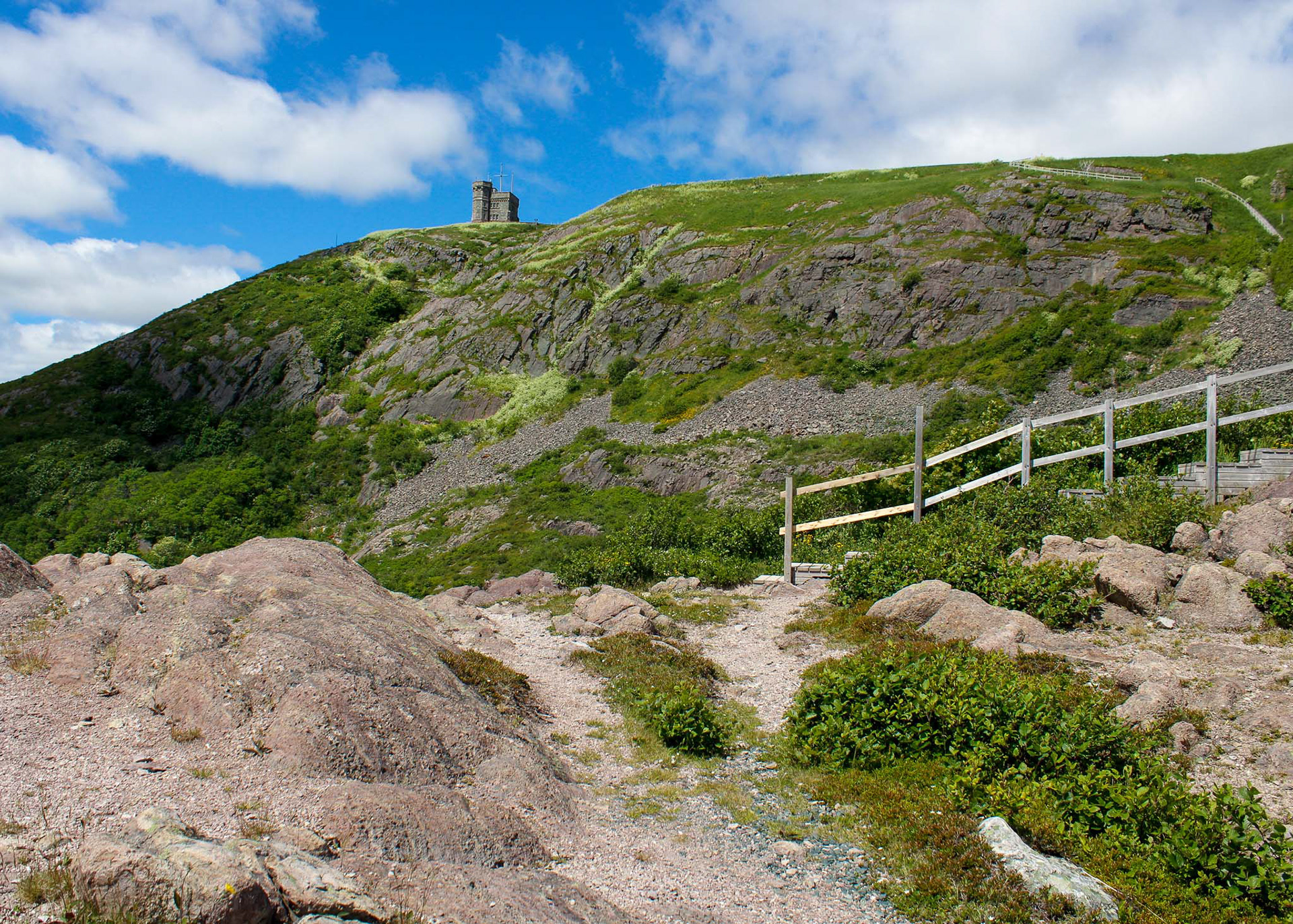 Cabot Tower atop the Cliffs of Signal Hill on the North Head Trail Hiking Path