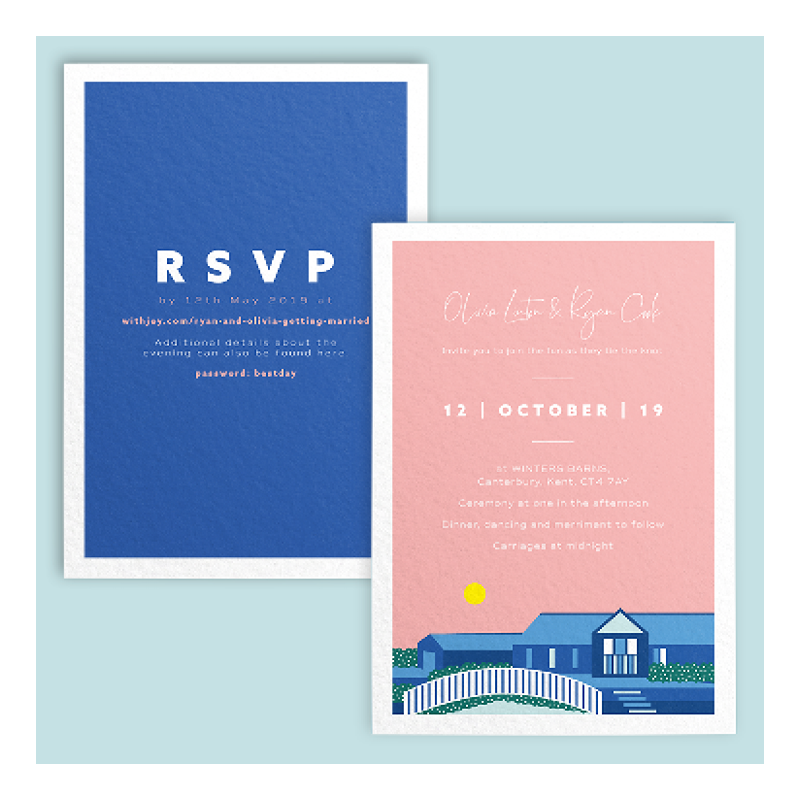 Winters Barns in Canterbury Wedding Invitation