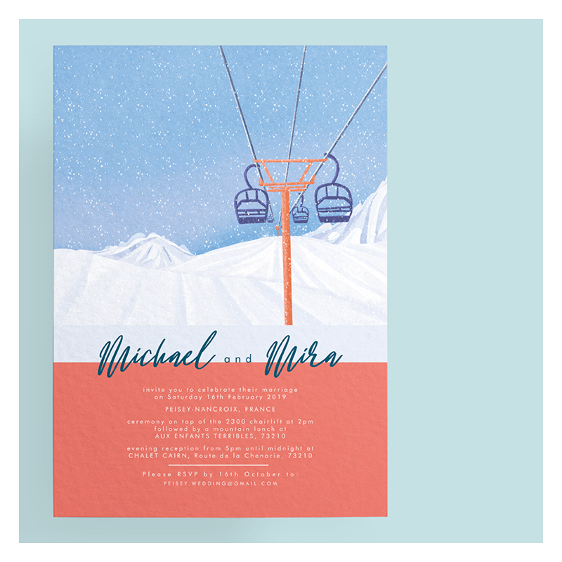 Skiing Wedding Invitation