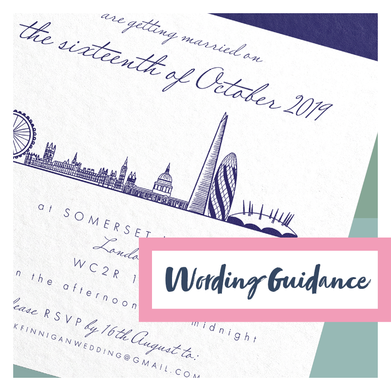 Wording Guidance. This image shows an up close image of an invitation and the wording featured on it. 