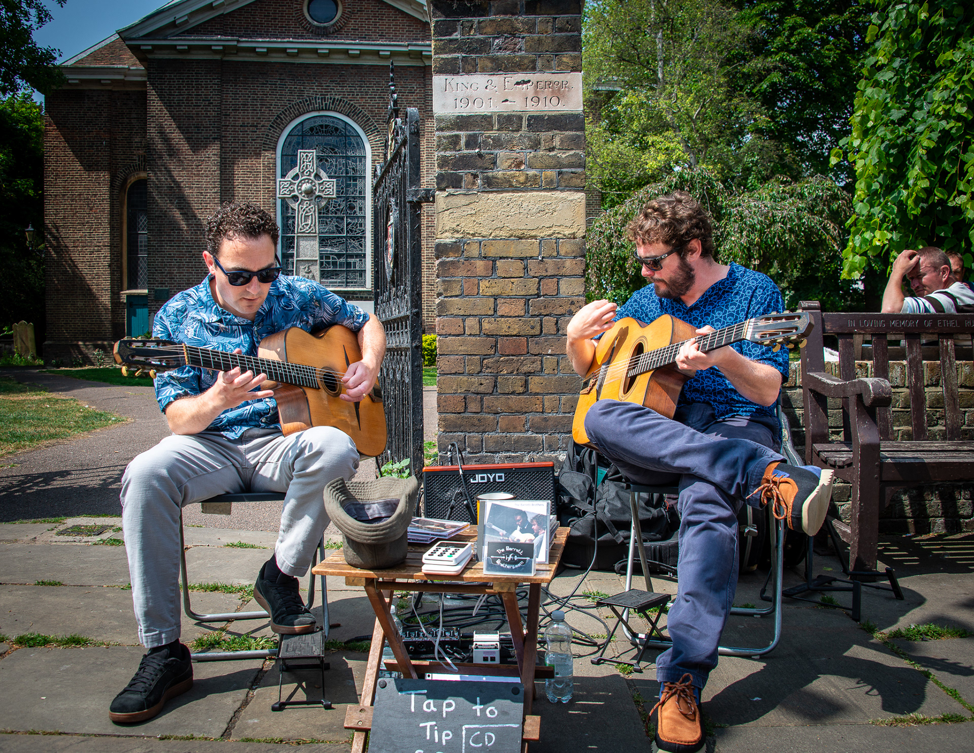 The wonderful Barrett Brothers busking in front of St George's Church, 31st May, 2025.