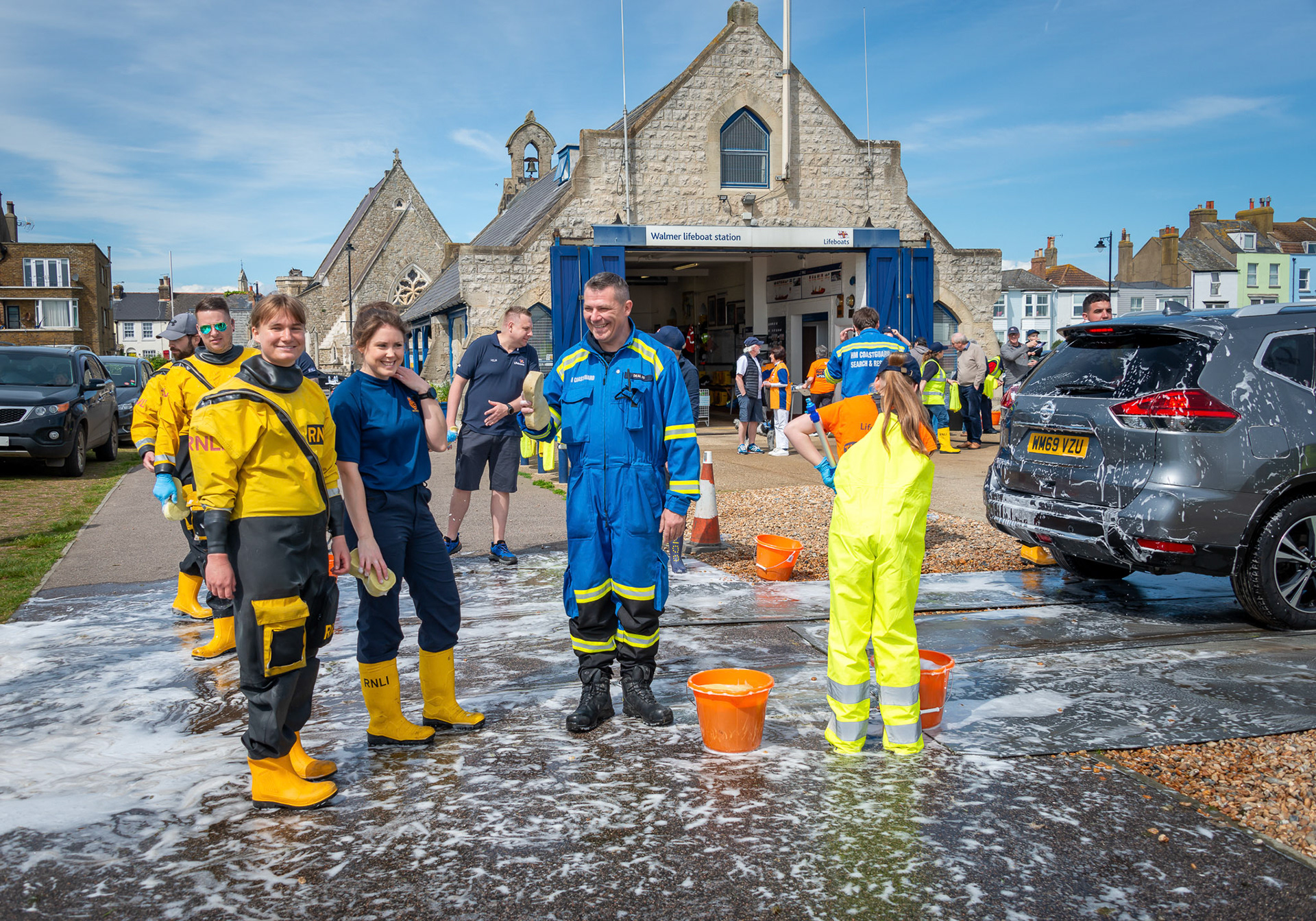 Walmer Lifeboat Crew Annual Charity Car Wash. The crew were going for records on the 200th Anniversary of the RNLI. 4th May, 2024. 